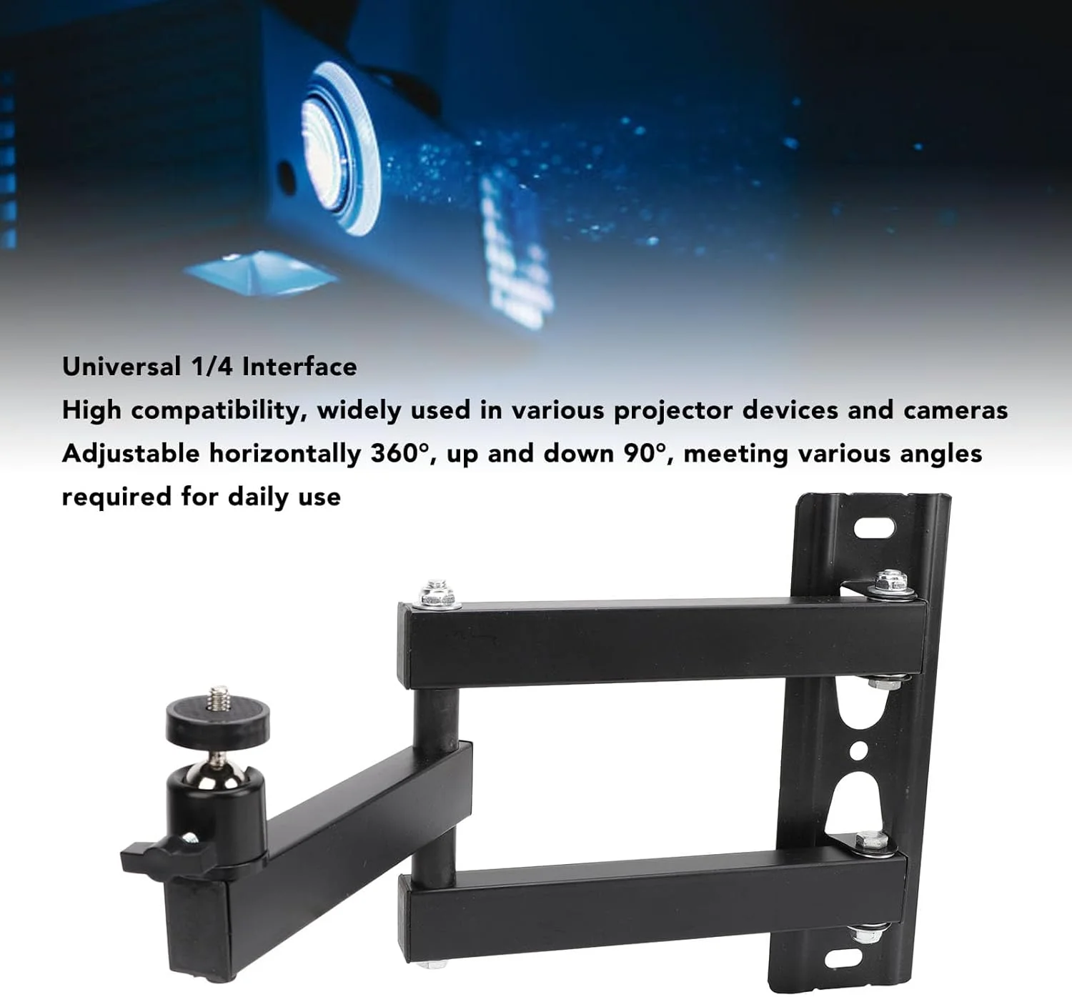 پایه دیواری تاشو پروژکتور XUMIUZIY، پایه پروژکتور دیواری قابل تنظیم جهانی با رابط 1/4، ساختار فولادی سنگین، برای دوربین ها، 20-40 سانتی متر