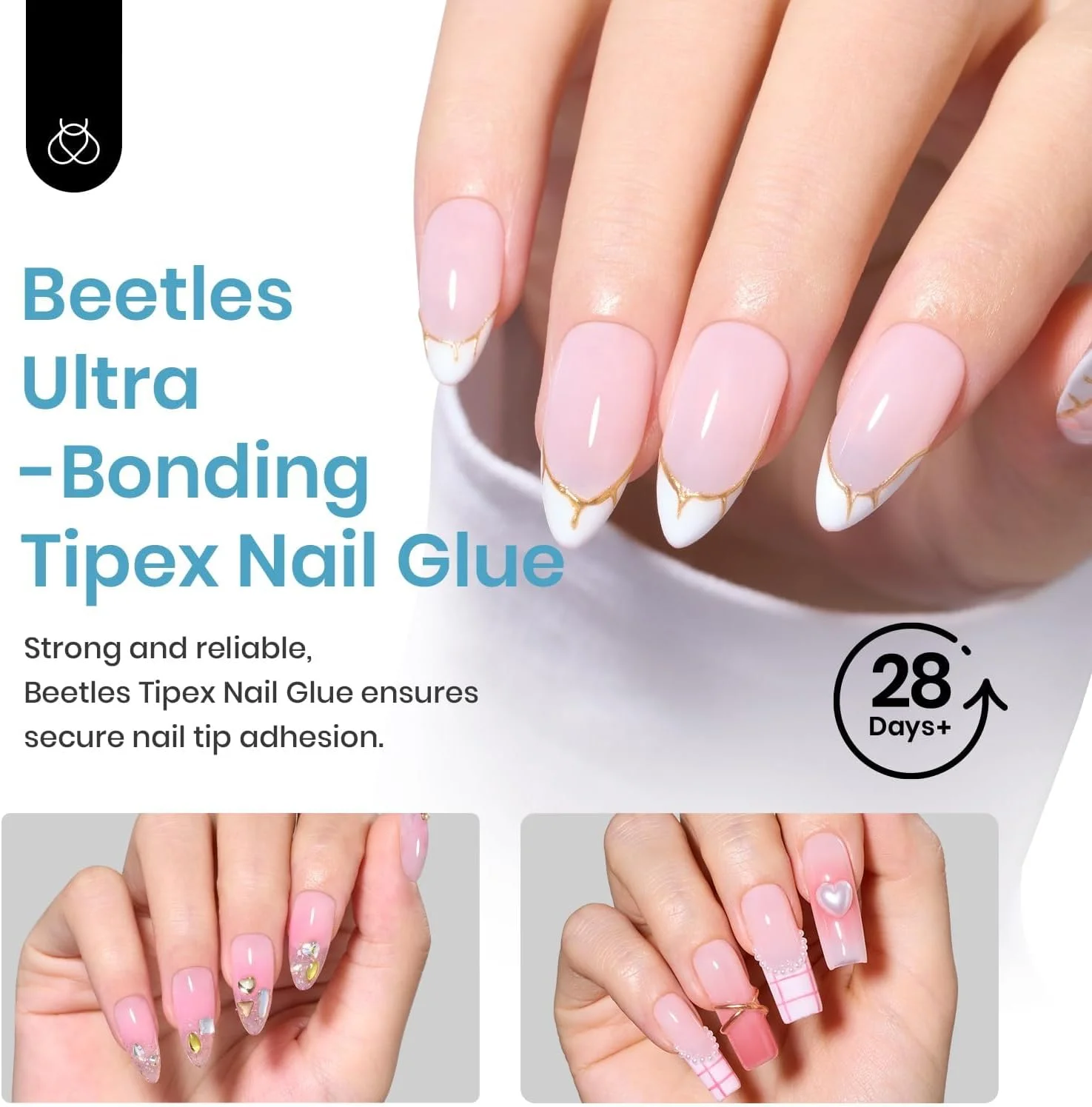 چسب ناخن جامد 20 گرمی Beetles Tipex، چسب ژل فوق العاده قوی برای تیپ های ناخن Tipex، بدون نیاز به نگه داشتن دست، مناسب برای مبتدیان، قابل برداشتن با خیساندن در محلول