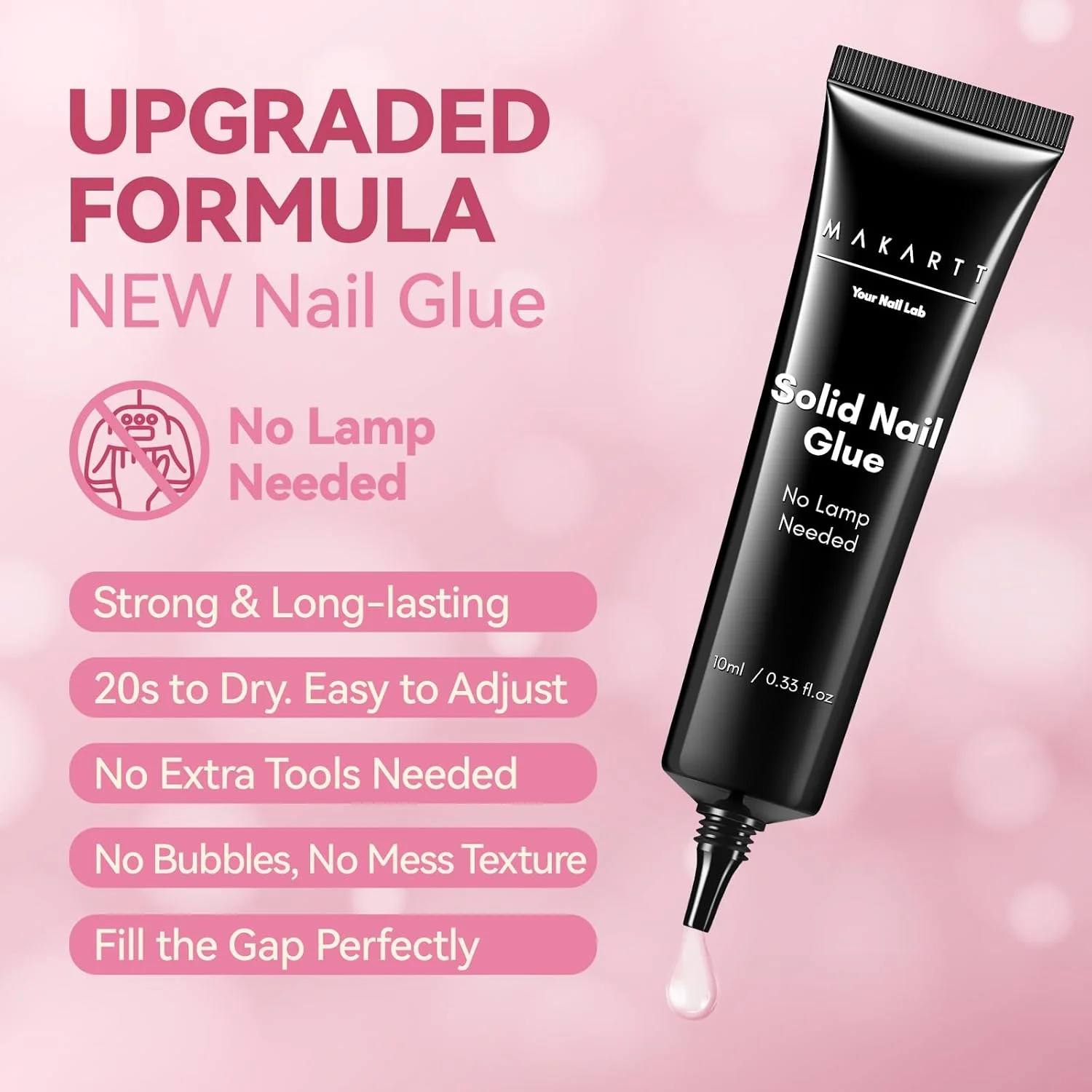 چسب ناخن فوق العاده قوی جدید Makartt برای ناخن های مصنوعی: بدون نیاز به لامپ UV/LED، خشک شدن سریع در 20 ثانیه، چسبندگی نوک های مصنوعی روی ژل نیمه جامد با ماندگاری طولانی، فرمول فعال