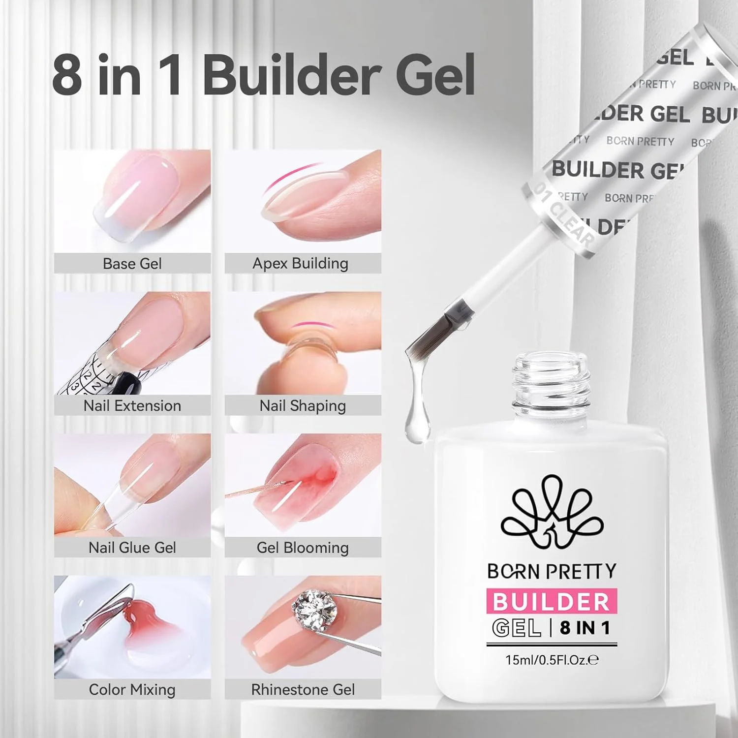 ژل بیلدر ناخن BORN PRETTY، ژل ناخن بیلدر شفاف 8 در 1 برای اپکس ناخن و تقویت کننده اکستنشن ژل، چسب ناخن ژلی سخت، چسب نگین ناخن ژلی در یک بطری 15 میلی لیتری ژل بیلدر ناخن BORN PRETTY، ژل ناخن بیلدر شفاف 8 در 1 برای اپکس ناخن و تقویت کننده اکستنشن ژل، چسب ناخن ژلی سخت، چسب نگین ناخن ژلی در یک بطری 15 میلی لیتری