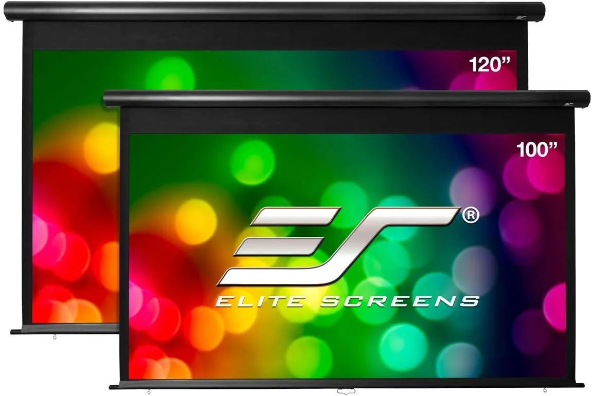 پرده نمایش دستی فضای باز الیت اسکرینز سری Yard Master Manual، 100 اینچ مورب 16:9، پرده پروژکتور دستی کشویی با قفل خودکار، OMS100HM
