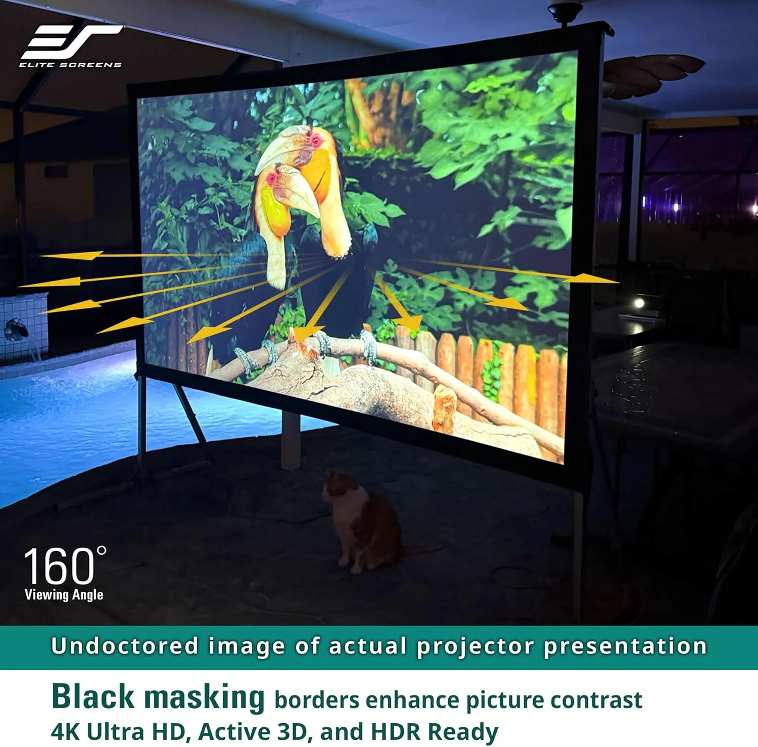 پرده نمایش پروژکتور فضای باز 135 اینچی Elite Screens Yard Master 2 با پایه 4:3، 8K 4K Ultra HD 3D قابل حمل تاشو سریع سینمای خانگی نمایش از پشت، OMS135VR2 - شرکت مستقر در ایالات متحده