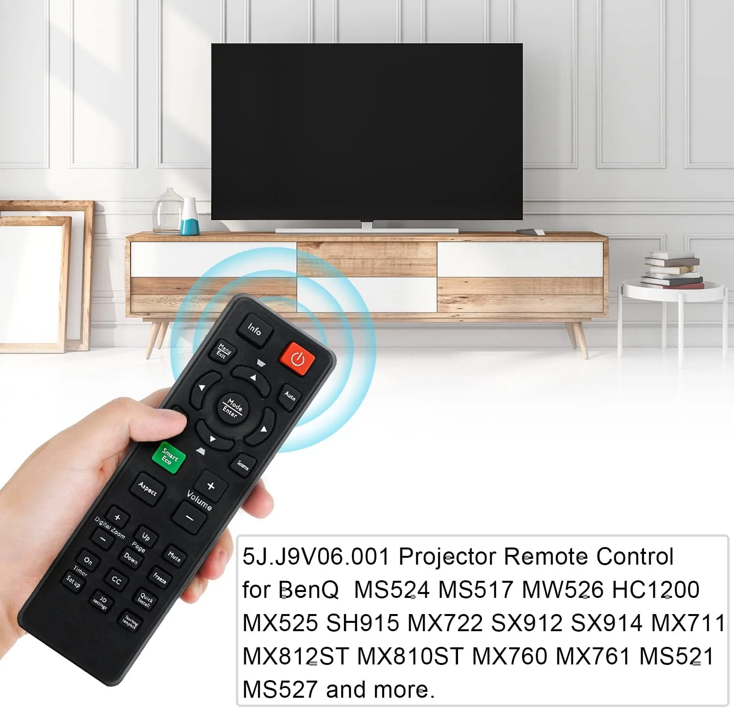 ریموت کنترل HONONJO 5J.J9V06.001 برای پروژکتورهای بنکیو Benq MS524 MW526 HC1200 MX525 SH915 MX722 SX912 SX914 MX711 MX812ST MX810ST MX760 MX761 و غیره