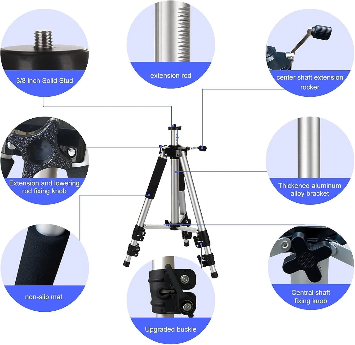 پایه سه پایه پروژکتور HONGY، سه پایه لپ تاپ، آلیاژ آلومینیوم سبک وزن، سه پایه مسافرتی جهانی قابل حمل دوربین با پایه های تلسکوپی، دارای سینی و سر توپی، کیف حمل برای پروژکتورهای لپ تاپ