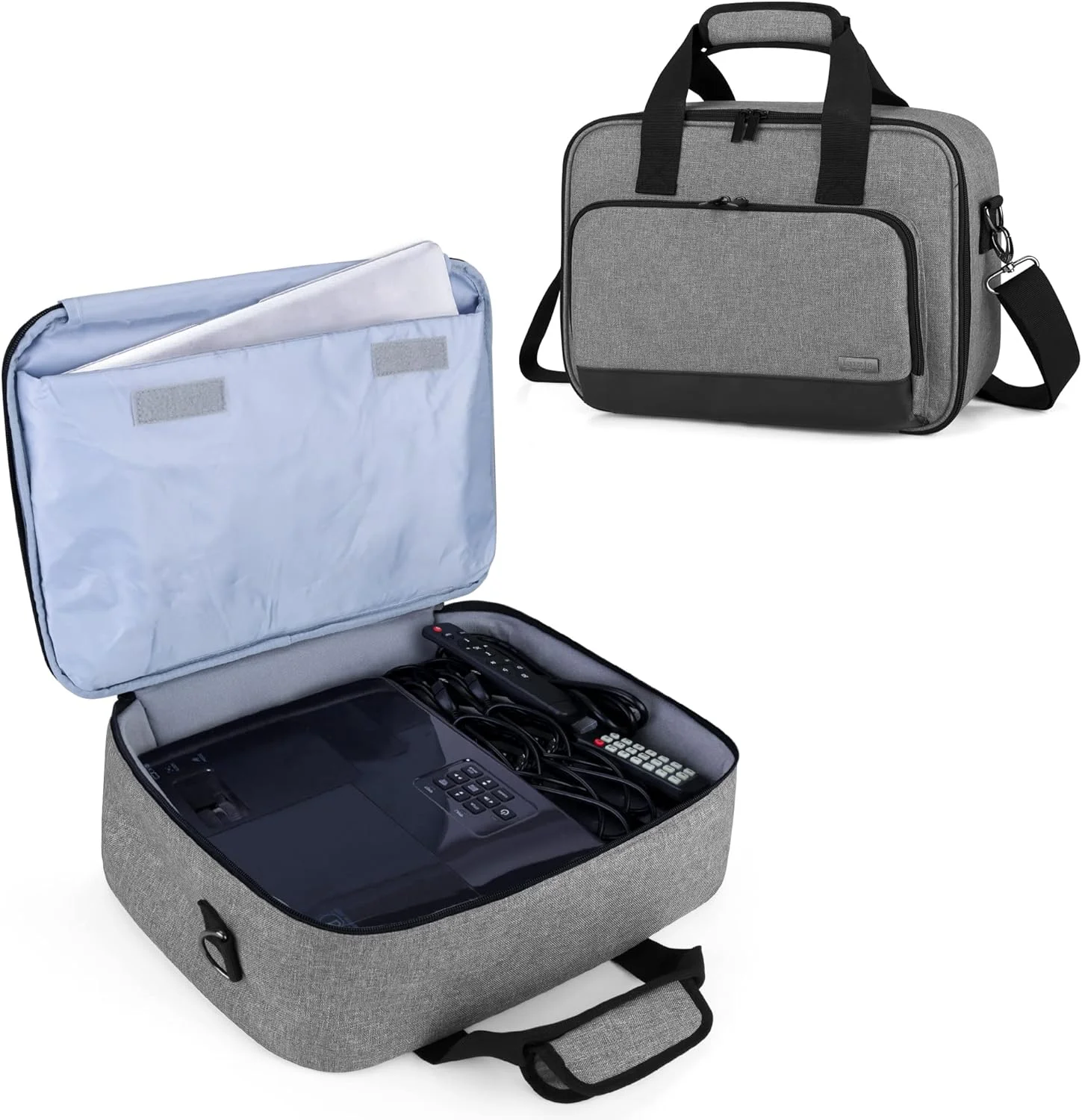 کیف حمل پروژکتور LUXJA، کیف پروژکتور با آستین محافظ لپ تاپ، بزرگ (40.64x29.21x14.60 سانتی متر)، خاکستری