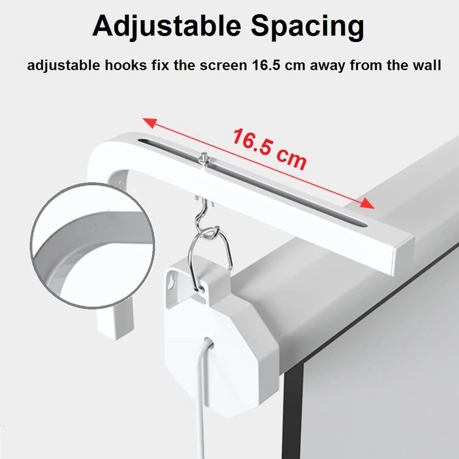 پایه سقفی پرده پروژکتور یونیورسال MAKINGTEC، 2 عدد براکت L شکل پرده پروژکتور، پایه آویز دیواری، اکستنشن قابل تنظیم 6.5 اینچی با کیت قلاب برای پروژکتورهای خانگی، اداری و پرده نمایش فیلم