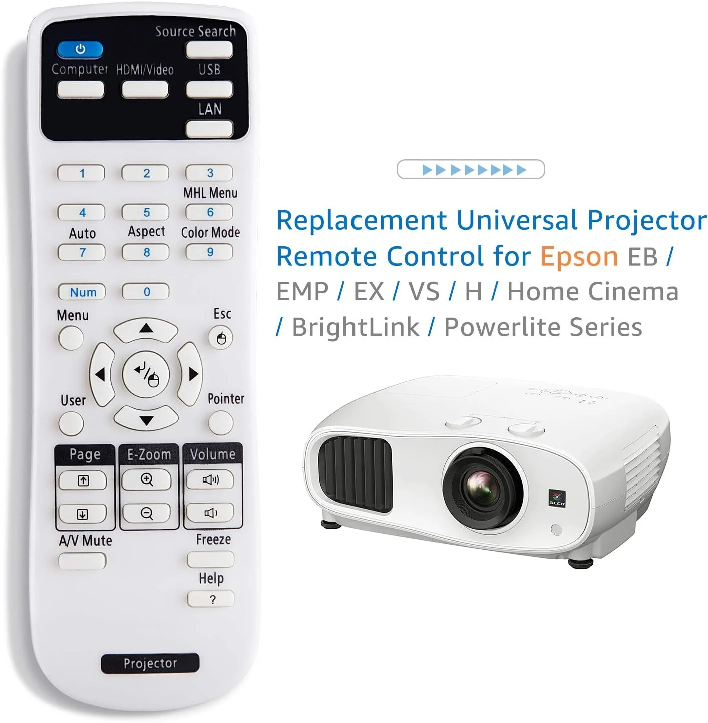 کنترل از راه دور پروژکتور OMAIC برای پروژکتورهای اپسون سری Home Cinema EB EMP EX VS H BrightLink Powerlite