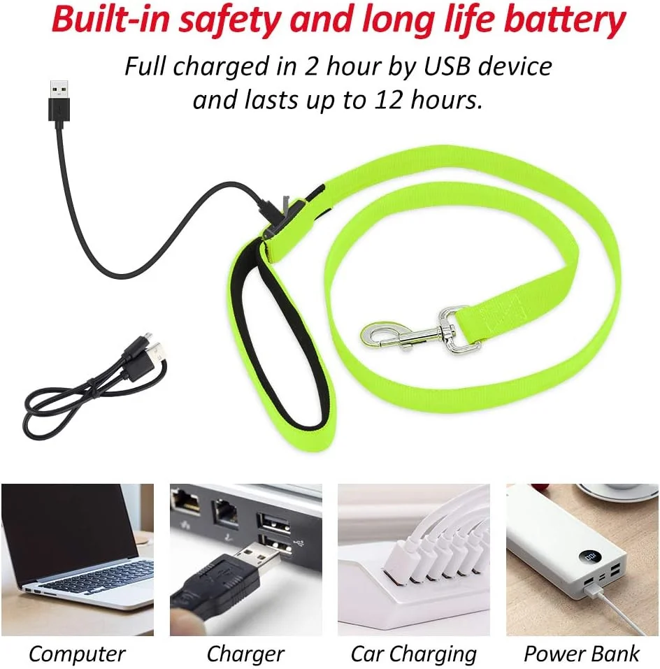 بند قلاده سگ چراغ دار BSEEN - بند سگ LED نایلونی قابل شارژ، بند سگ درخشان با دسته پد دار، چراغ های ایمنی سگ برای پیاده روی در شب (120 سانتی متر، سبز نئونی) بند قلاده سگ چراغ دار BSEEN - بند سگ LED نایلونی قابل شارژ، بند سگ درخشان با دسته پد دار، چراغ های ایمنی سگ برای پیاده روی در شب (120 سانتی متر، سبز نئونی)