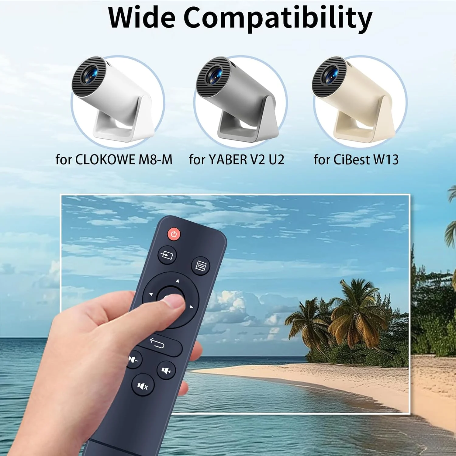 ریموت کنترل جایگزین برای مینی پروژکتور CLOKOWE 2024 مدل M8-M، برای YABER V2 U2، برای پروژکتور قابل حمل CiBest W13