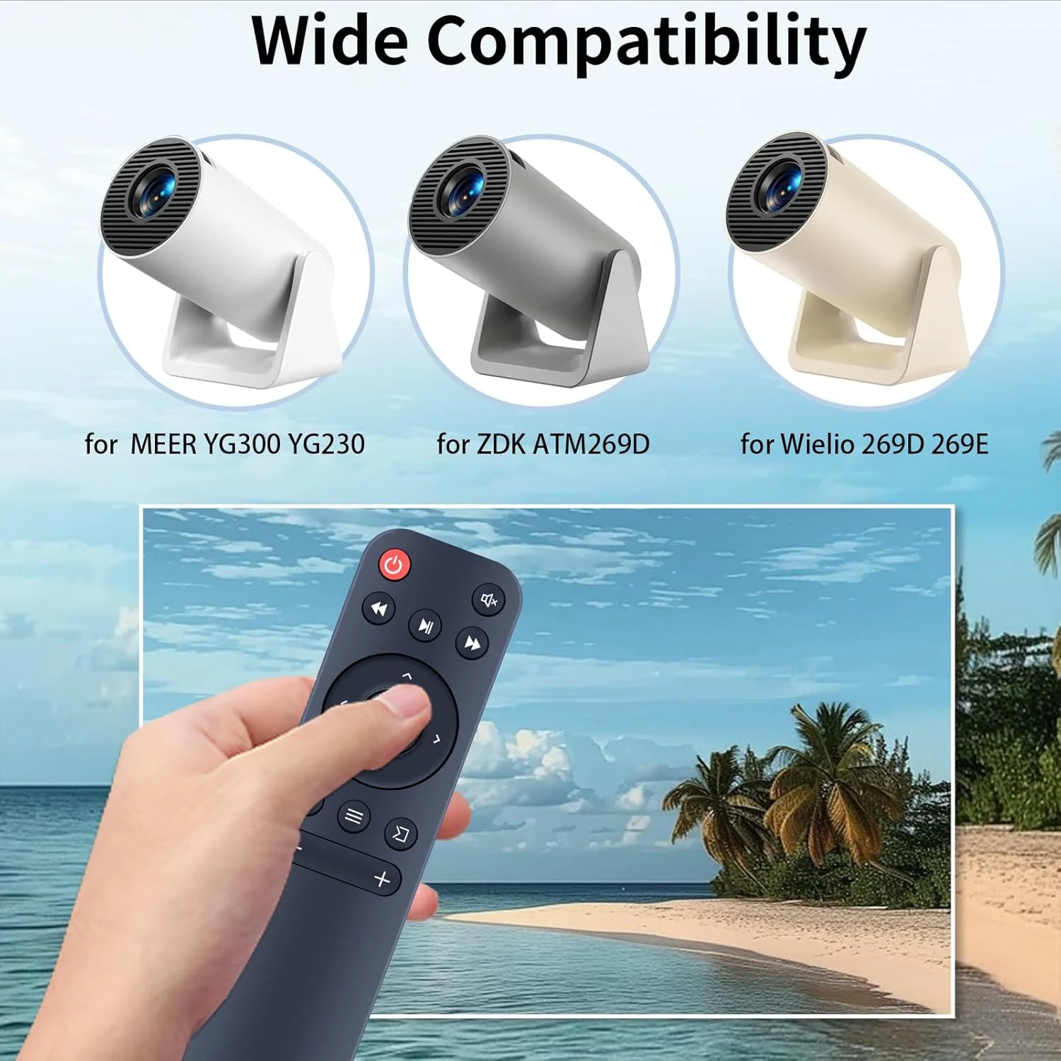 ریموت کنترل جایگزین برای پروژکتورهای مینی قابل حمل Meer YG300 YG230، ZDK ATM269D و Wielio 269D 269E