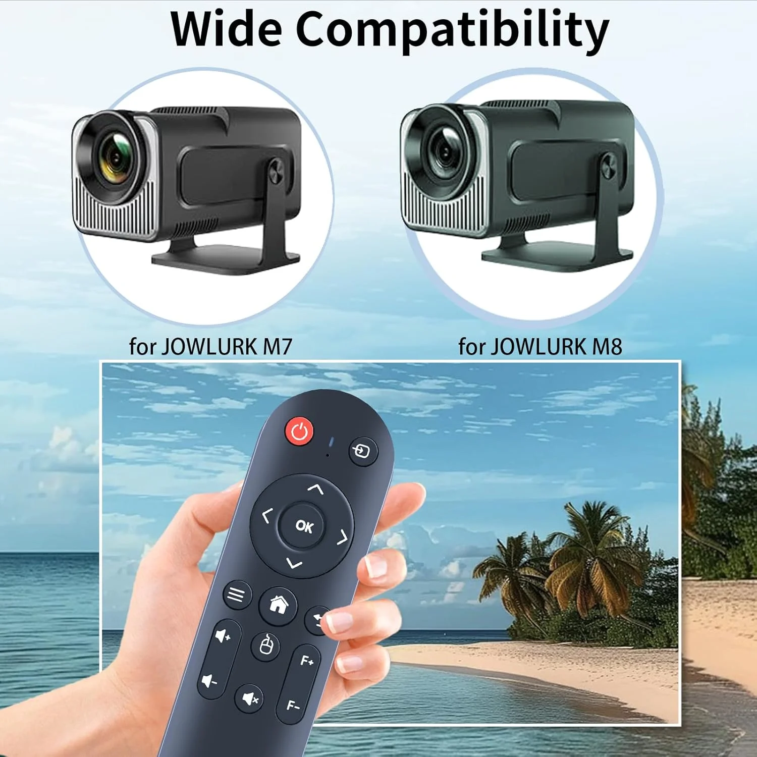 ریموت کنترل جایگزین سازگار با پروژکتور فیلم 4K مدل JOWLURK M7 M8، با عملکرد ماوس - مشکی