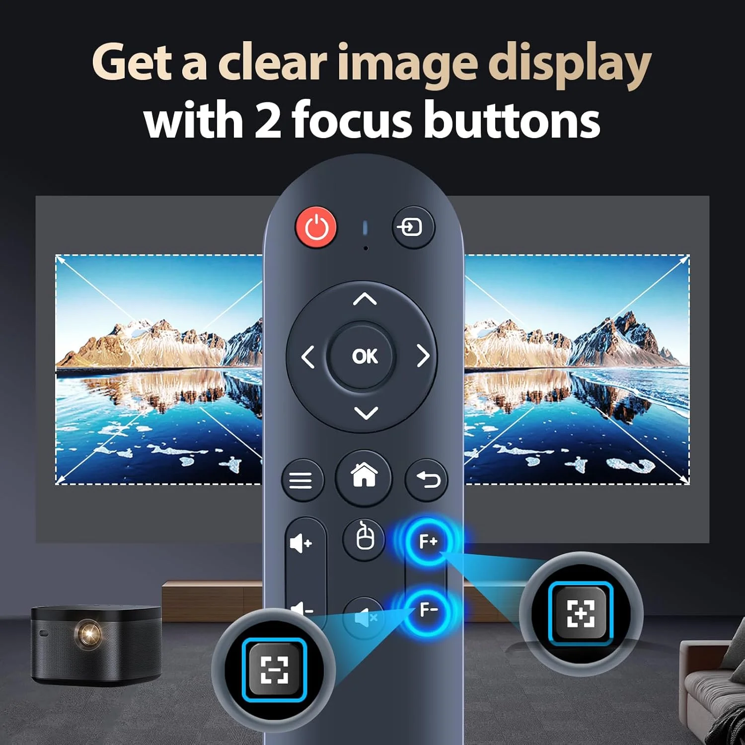 ریموت کنترل جایگزین سازگار با پروژکتور فیلم 4K مدل JOWLURK M7 M8، با عملکرد ماوس - مشکی