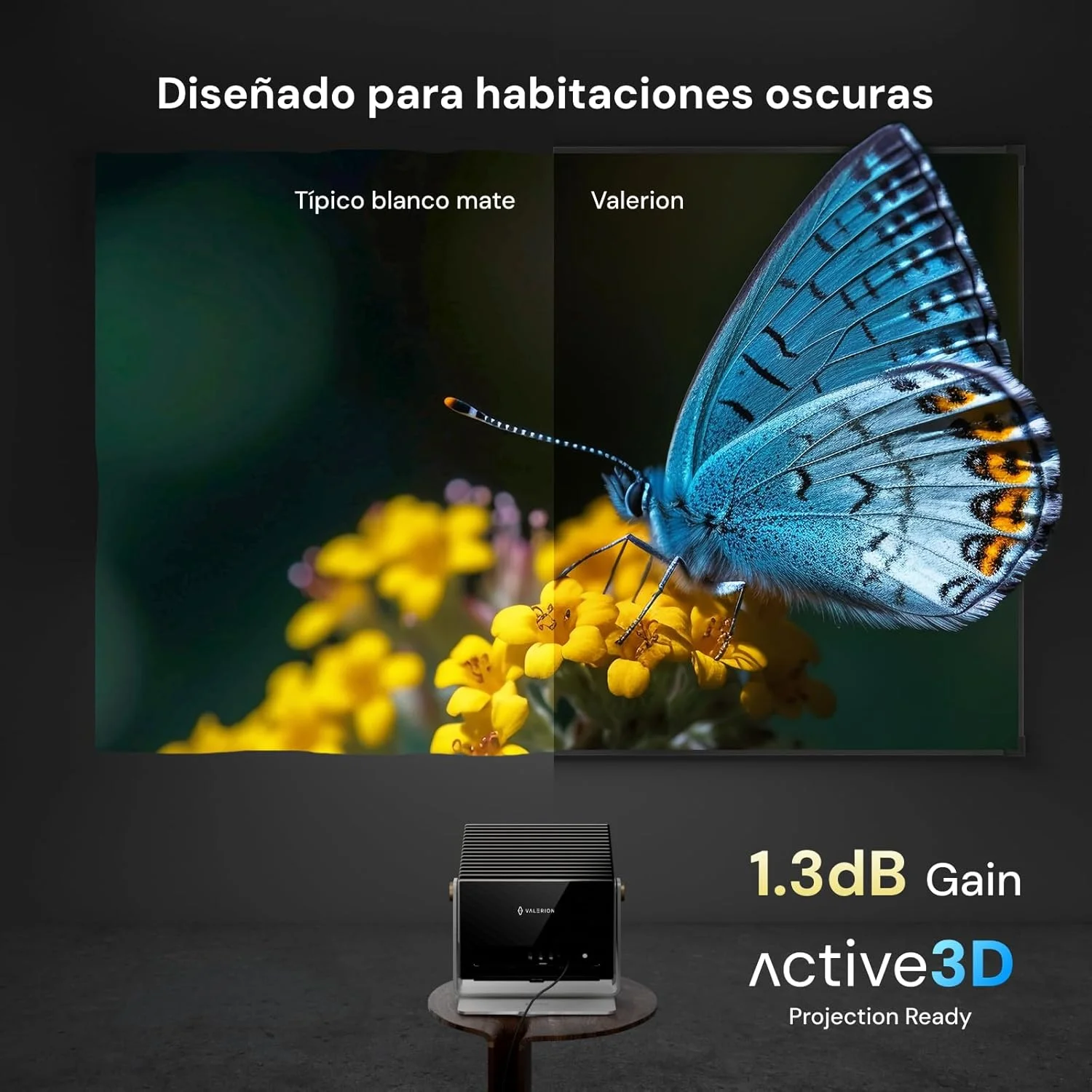 پرده نمایش ثابت 100 اینچی والریون، بهره 1.3dB، افزایش 80 درصدی کیفیت تصویر، سازگار با کیفیت 4K/8K Ultra HD و 3D، مناسب برای پروژکتورهای دوربرد، برد کوتاه و فوق برد کوتاه