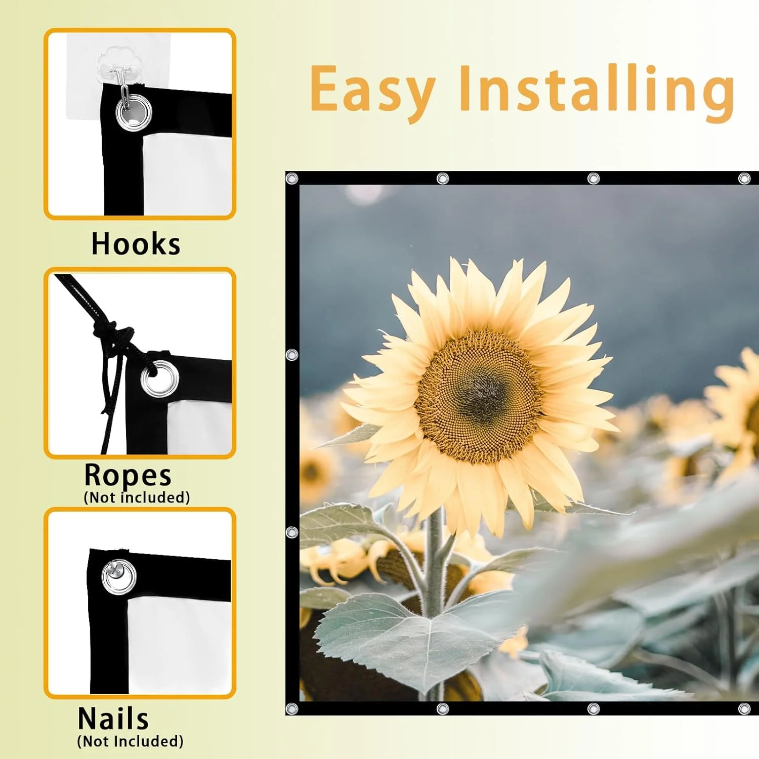 پرده نمایش پروژکتور VenirCool، پرده ضخیم تاشو ضد آب، نمایش دو طرفه ضد چروک برای پروژکتورها، مهمانی، سینمای خانگی