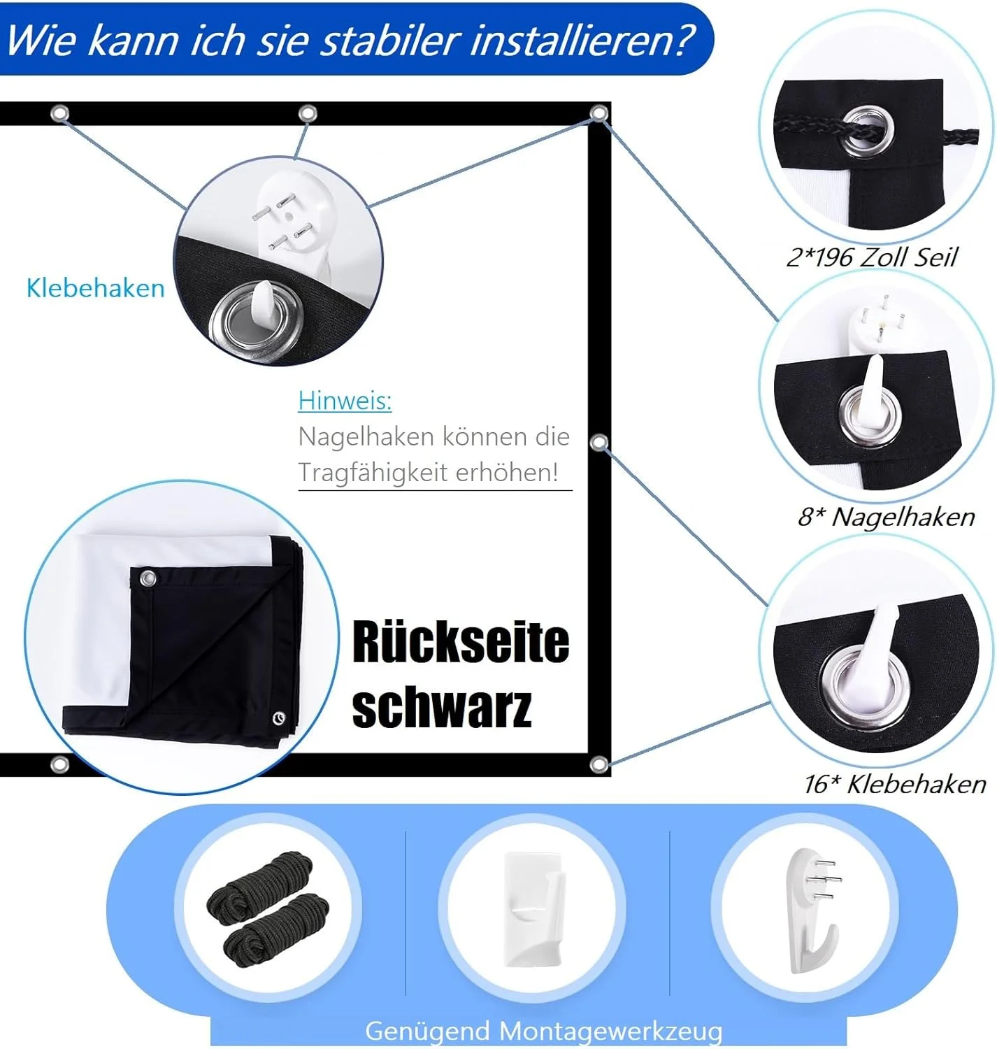 پرده نمایش پروژکتور VerCorkin با پس زمینه مشکی، قابل حمل برای استفاده در فضای باز و داخل خانه، صفحه نمایش فیلم 16:9 تاشو مناسب برای سینمای خانگی، دفتر کار و فیلم های فضای باز (120 اینچ)