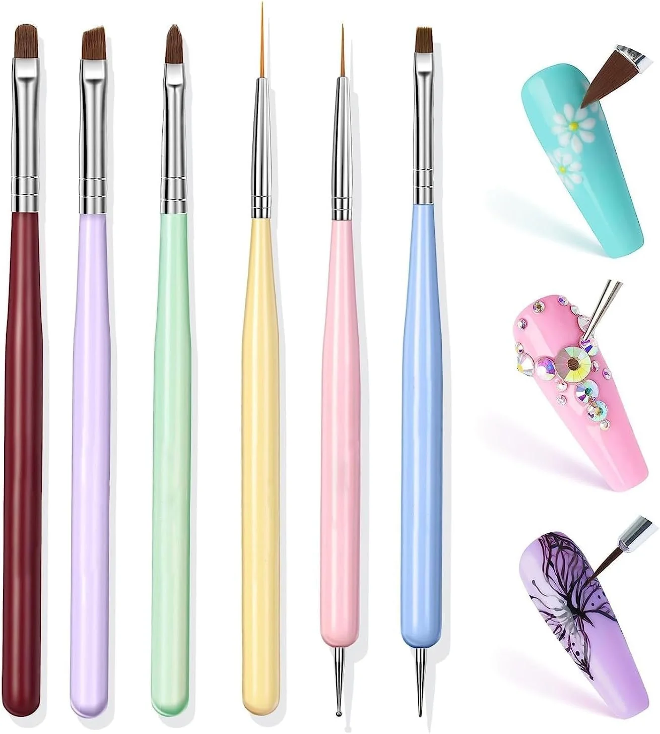 ست 6 عددی قلم مو طراحی ناخن - کیت حرفه ای طراحی ناخن با قلم مو لاک ژل، قلم مو خطی و ابزار نقطه گذاری، قلم موهای دو طرفه برای ناخن های اکریلیک، نوک فرانسوی، مانیکور DIY - هدیه ای برای مبتدیان/هنرمندان ناخن ست 6 عددی قلم مو طراحی ناخن - کیت حرفه ای طراحی ناخن با قلم مو لاک ژل، قلم مو خطی و ابزار نقطه گذاری، قلم موهای دو طرفه برای ناخن های اکریلیک، نوک فرانسوی، مانیکور DIY - هدیه ای برای مبتدیان/هنرمندان ناخن