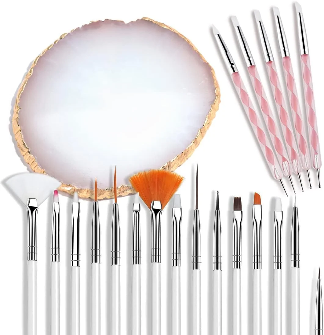 مجموعه ابزار طراحی ناخن AUOCATTAIL شامل 15 عدد قلم موی طراحی، 5 عدد قلم نقطه گذاری دو طرفه و یک پالت رزینی با لبه طلایی، لوازم جانبی طراحی ناخن، سفید مجموعه ابزار طراحی ناخن AUOCATTAIL شامل 15 عدد قلم موی طراحی، 5 عدد قلم نقطه گذاری دو طرفه و یک پالت رزینی با لبه طلایی، لوازم جانبی طراحی ناخن، سفید