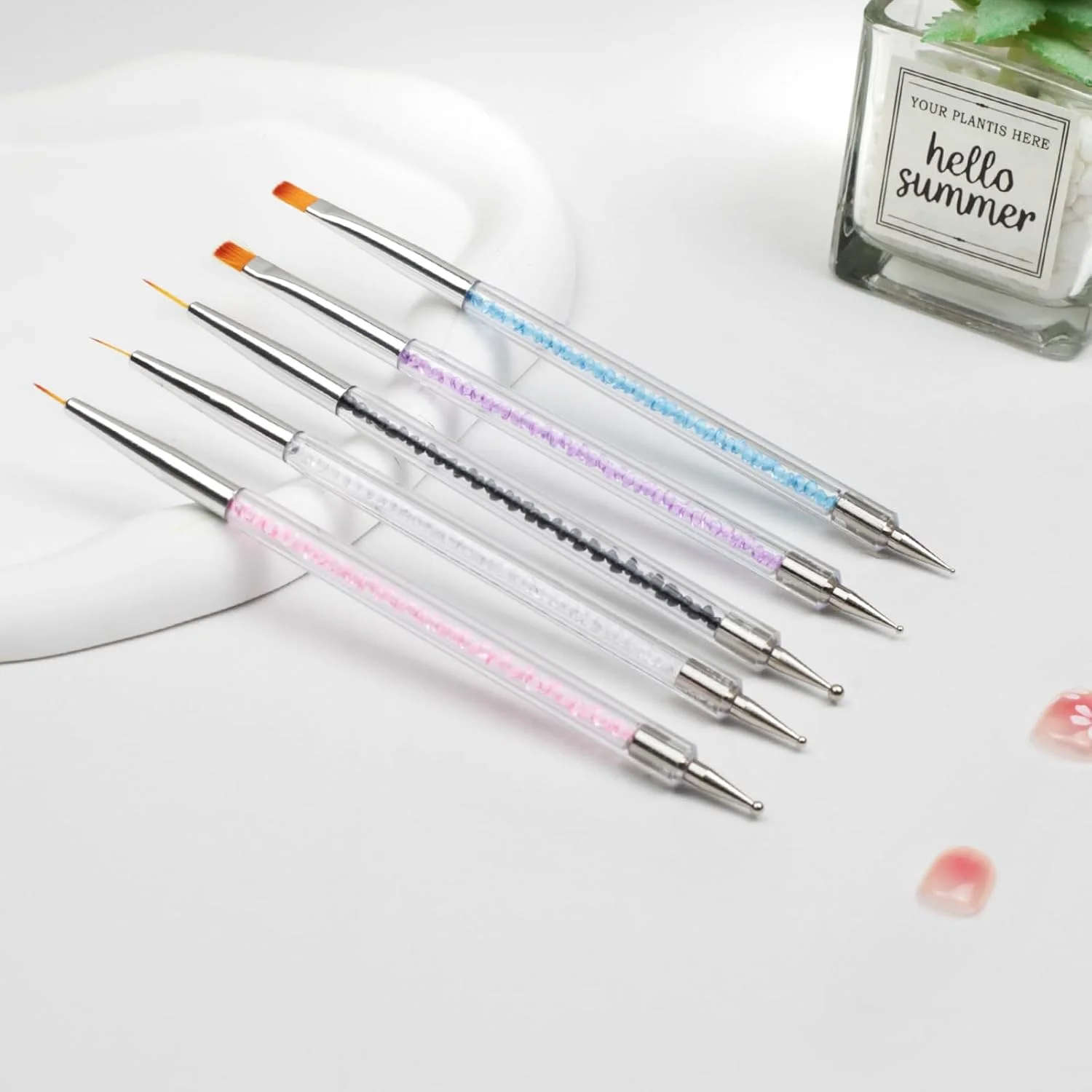 ست 5 عددی قلم های طراحی ناخن دو طرفه و قلم های نقطه گذاری - ست قلم موی طراحی ژل UV برای مانیکور، طراحی اکریلیک و ابزار طراحی ناخن - مناسب استفاده حرفه ای و شخصی ست 5 عددی قلم های طراحی ناخن دو طرفه و قلم های نقطه گذاری - ست قلم موی طراحی ژل UV برای مانیکور، طراحی اکریلیک و ابزار طراحی ناخن - مناسب استفاده حرفه ای و شخصی