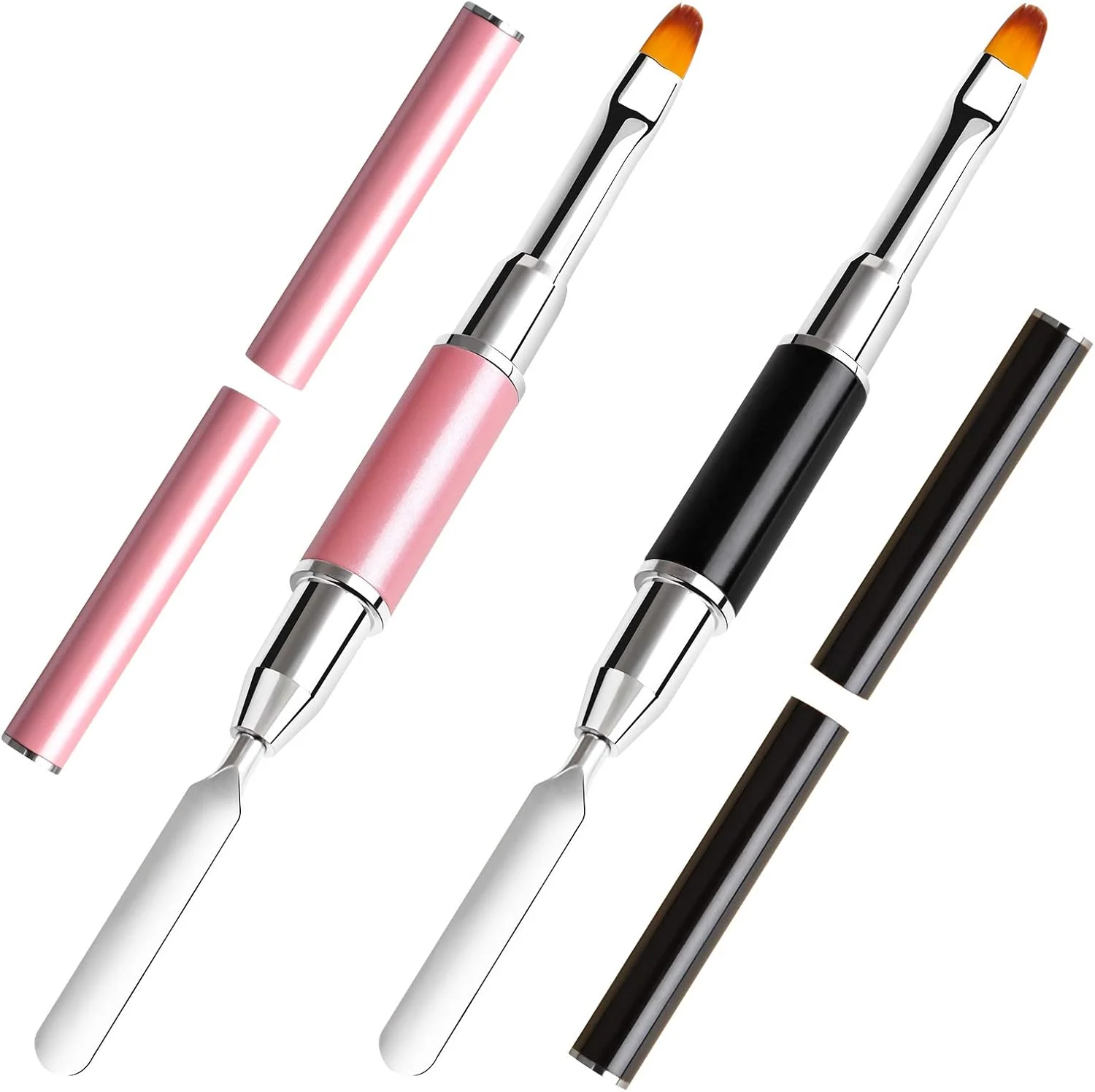 ست 2 عددی قلم های دو طرفه ژل آکریلیک، ابزار برداشتن ژل و خراشنده ناخن، از بین برنده کوتیکول، استیل ضد زنگ برای کاشت ناخن (صورتی و مشکی) ست 2 عددی قلم های دو طرفه ژل آکریلیک، ابزار برداشتن ژل و خراشنده ناخن، از بین برنده کوتیکول، استیل ضد زنگ برای کاشت ناخن (صورتی و مشکی)