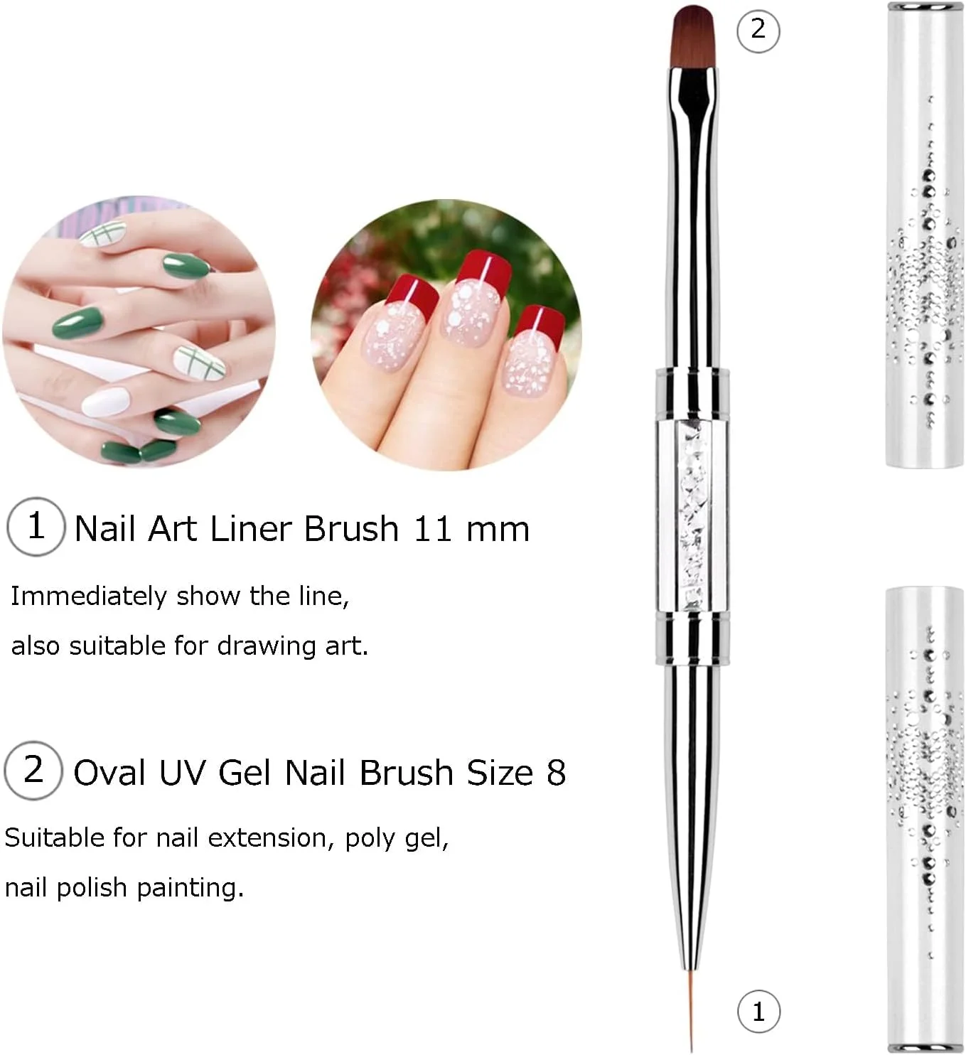 ست قلم طراحی ناخن آزونه 2 عددی، قلم طراحی ناخن دو طرفه، ست قلم ژل ناخن UV، ابزار مانیکور حرفه ای، قلم لاک ژل، قلم طراحی خط ناخن