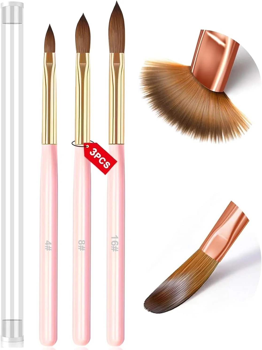 ست 3 عددی قلم موی کاشت ناخن اکریلیک، سایز 4/8/16، قلم موهای حرفه ای برای استفاده از اکریلیک، قلم موی پودر اکریلیک برای طراحی و اکستنشن ناخن و حکاکی سه بعدی، قلم موی نایلونی 3A+ برای استفاده در خانه ست 3 عددی قلم موی کاشت ناخن اکریلیک، سایز 4/8/16، قلم موهای حرفه ای برای استفاده از اکریلیک، قلم موی پودر اکریلیک برای طراحی و اکستنشن ناخن و حکاکی سه بعدی، قلم موی نایلونی 3A+ برای استفاده در خانه