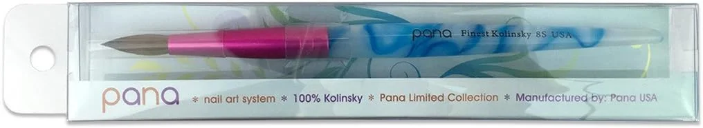 قلم موی کاشت ناخن آکرلیک موی کولینسکی پانا یو اس ای، دسته سفید-گردابی-آبی با صورتی قلم موی کاشت ناخن آکرلیک موی کولینسکی پانا یو اس ای، دسته سفید-گردابی-آبی با صورتی