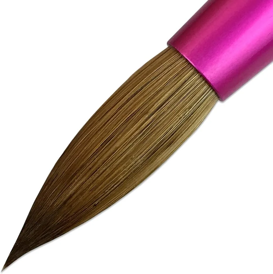 قلم موی کاشت ناخن اکریلیک پانا، موی 100% خالص کولینسکی، مدل گرد (سایز 10)، دسته سفید آبی طرح دار با فرول صورتی قلم موی کاشت ناخن اکریلیک پانا، موی 100% خالص کولینسکی، مدل گرد (سایز 10)، دسته سفید آبی طرح دار با فرول صورتی