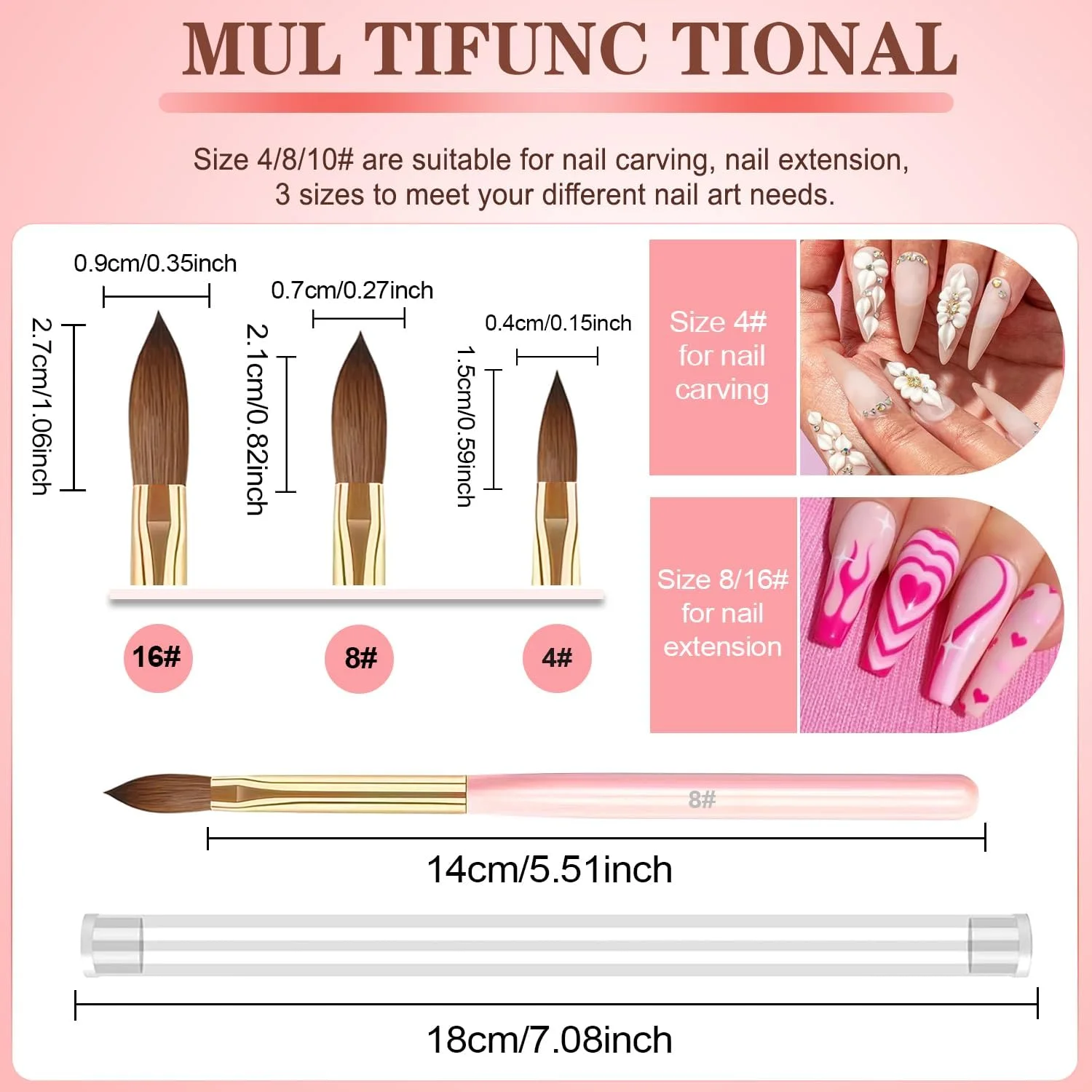 ست 3 عددی قلم موی کاشت ناخن اکریلیک، سایز 4/8/16، قلم موهای حرفه ای برای استفاده از اکریلیک، قلم موی پودر اکریلیک برای طراحی و اکستنشن ناخن و حکاکی سه بعدی، قلم موی نایلونی 3A+ برای استفاده در خانه ست 3 عددی قلم موی کاشت ناخن اکریلیک، سایز 4/8/16، قلم موهای حرفه ای برای استفاده از اکریلیک، قلم موی پودر اکریلیک برای طراحی و اکستنشن ناخن و حکاکی سه بعدی، قلم موی نایلونی 3A+ برای استفاده در خانه