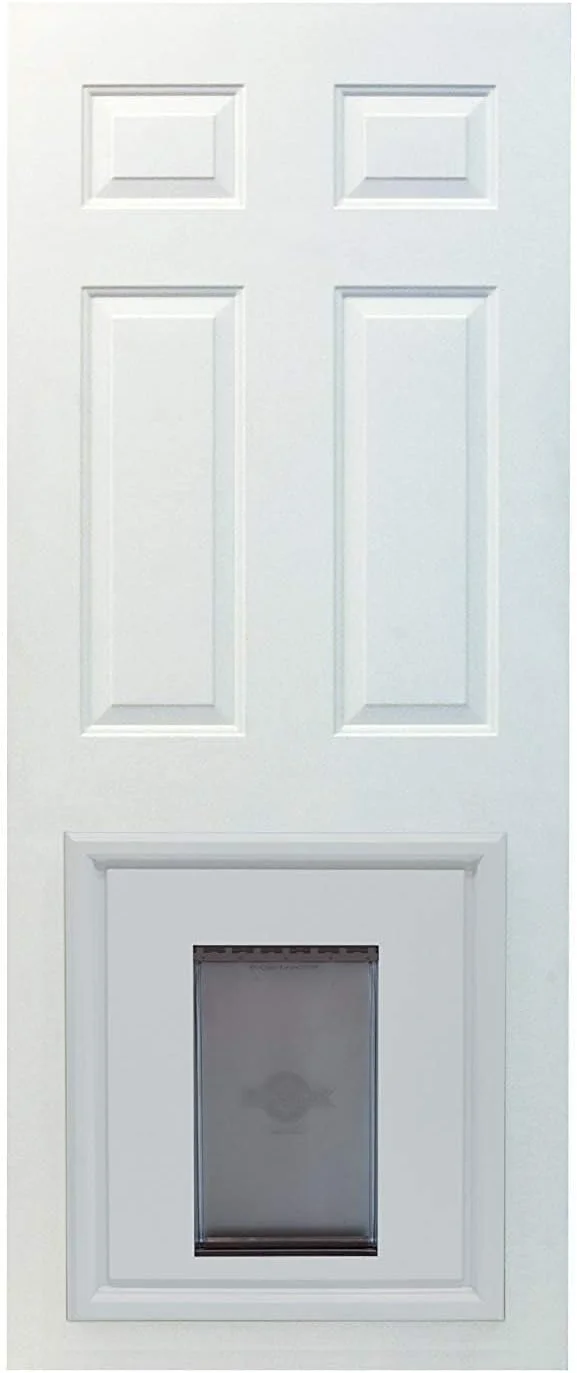 دریچه حیوانات خانگی جایگزین تک پنلی PetSafe با قاب رنگ‌آمیزی‌شدنی، طراحی شده به طور خاص برای درهای پنلی، قاب پلاستیکی بادوام، پنل بسته‌شدنی فشاری، برای سگ‌ها تا وزن ۱۰۰ کیلوگرم