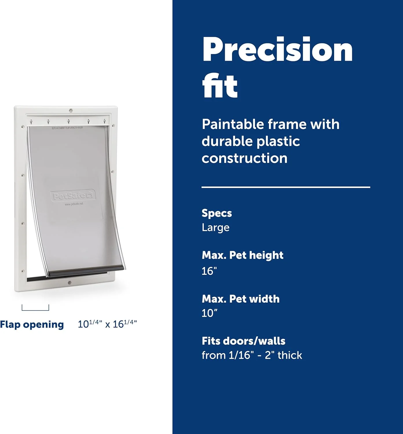 درب سگ و گربه PetSafe NEVER RUST، بزرگ، برای حیوانات خانگی تا وزن 45 کیلوگرم، قابل رنگ آمیزی، نصب آسان DIY، شامل پنل بستهشونده، نصب در درها یا دیوارهای داخلی و خارجی، بادوام، دارای فلپ قابل تنظیم درب سگ و گربه PetSafe NEVER RUST، بزرگ، برای حیوانات خانگی تا وزن 45 کیلوگرم، قابل رنگ آمیزی، نصب آسان DIY، شامل پنل بستهشونده، نصب در درها یا دیوارهای داخلی و خارجی، بادوام، دارای فلپ قابل تنظیم