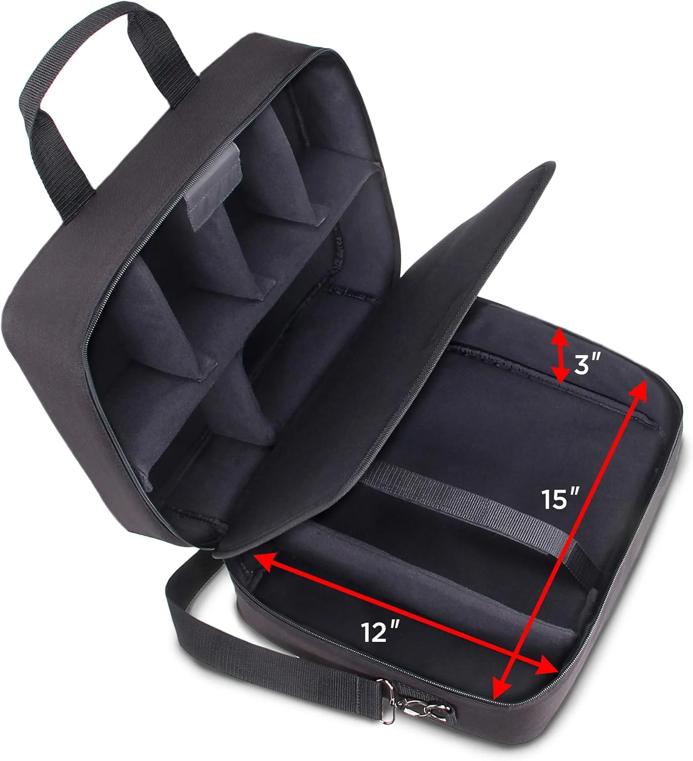 کیف حمل پروژکتور USA Gear - سازگار با DBPOWER، ViewSonic PJD5134، Dr. J HI-04، پروژکتور قابل حمل PVO و موارد دیگر - مقاوم در برابر خراش و دارای فضای داخلی قابل تنظیم (مشکی)