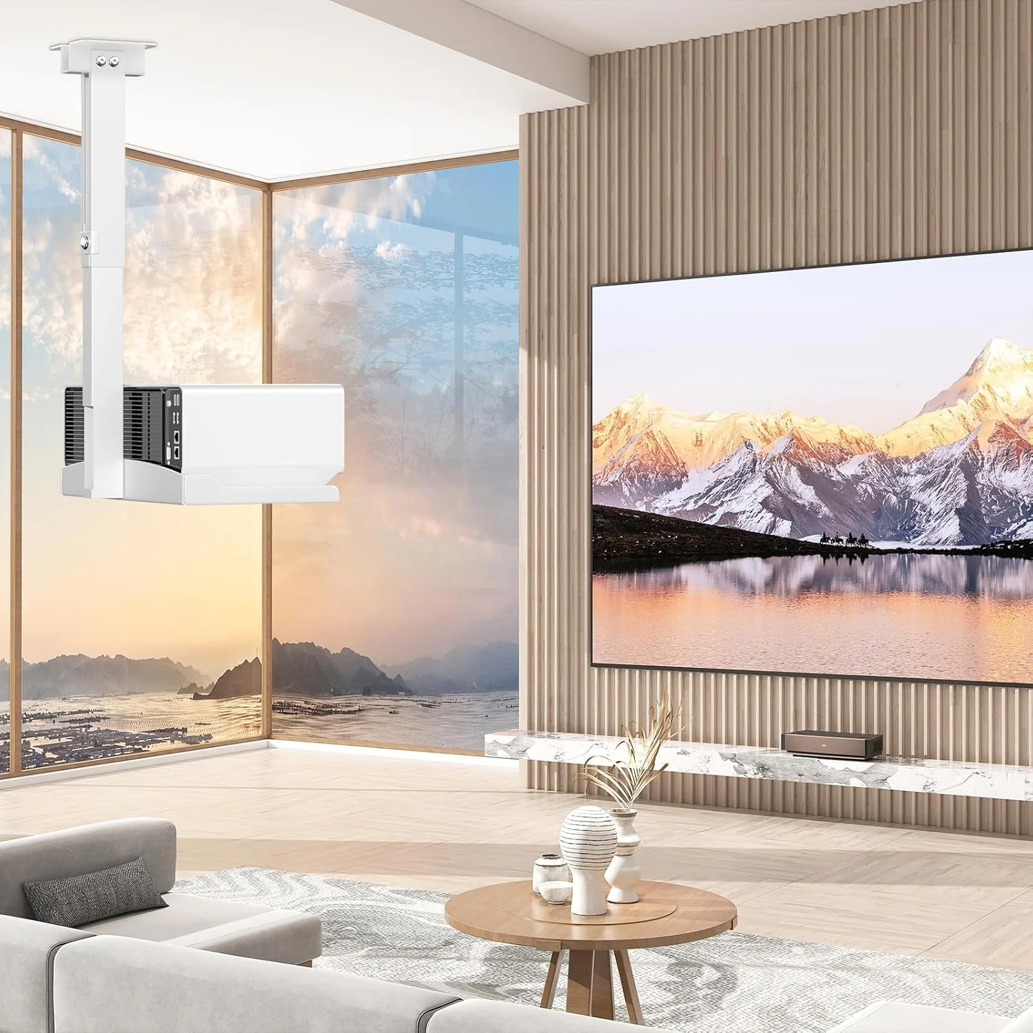 پایه پروژکتور سقفی/دیواری یونیورسال، براکت یونیورسال با قابلیت تنظیم ارتفاع و مدیریت کابل پنهان، بدون نیاز به سوراخ کاری، ظرفیت بار تا 10 کیلوگرم - ایده آل برای سینمای خانگی و دفتر کار (سفید) پایه پروژکتور سقفی/دیواری یونیورسال، براکت یونیورسال با قابلیت تنظیم ارتفاع و مدیریت کابل پنهان، بدون نیاز به سوراخ کاری، ظرفیت بار تا 10 کیلوگرم - ایده آل برای سینمای خانگی و دفتر کار (سفید)