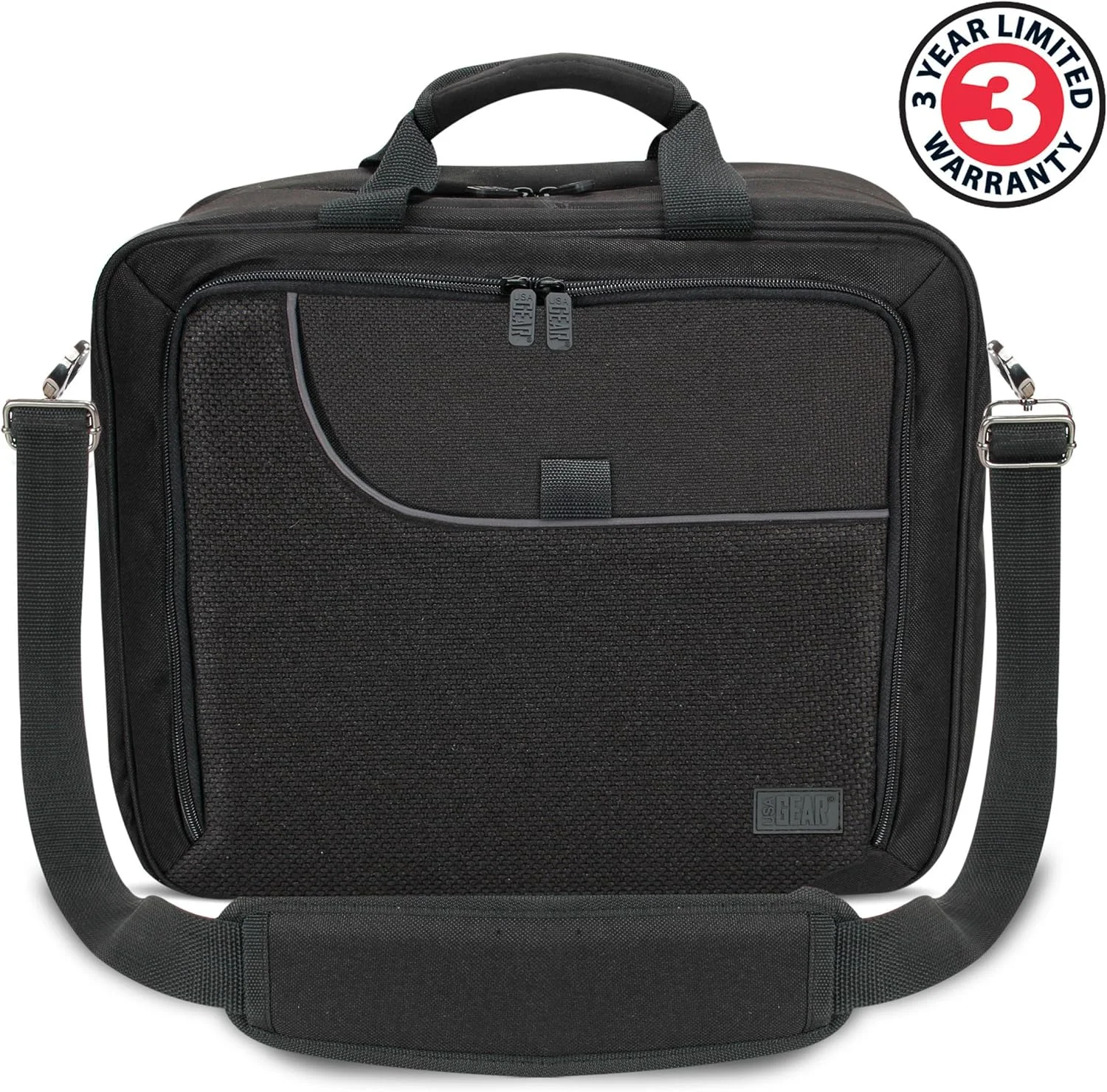 کیف حمل پروژکتور USA Gear - سازگار با DBPOWER، ViewSonic PJD5134، Dr. J HI-04، پروژکتور قابل حمل PVO و موارد دیگر - مقاوم در برابر خراش و دارای فضای داخلی قابل تنظیم (مشکی)