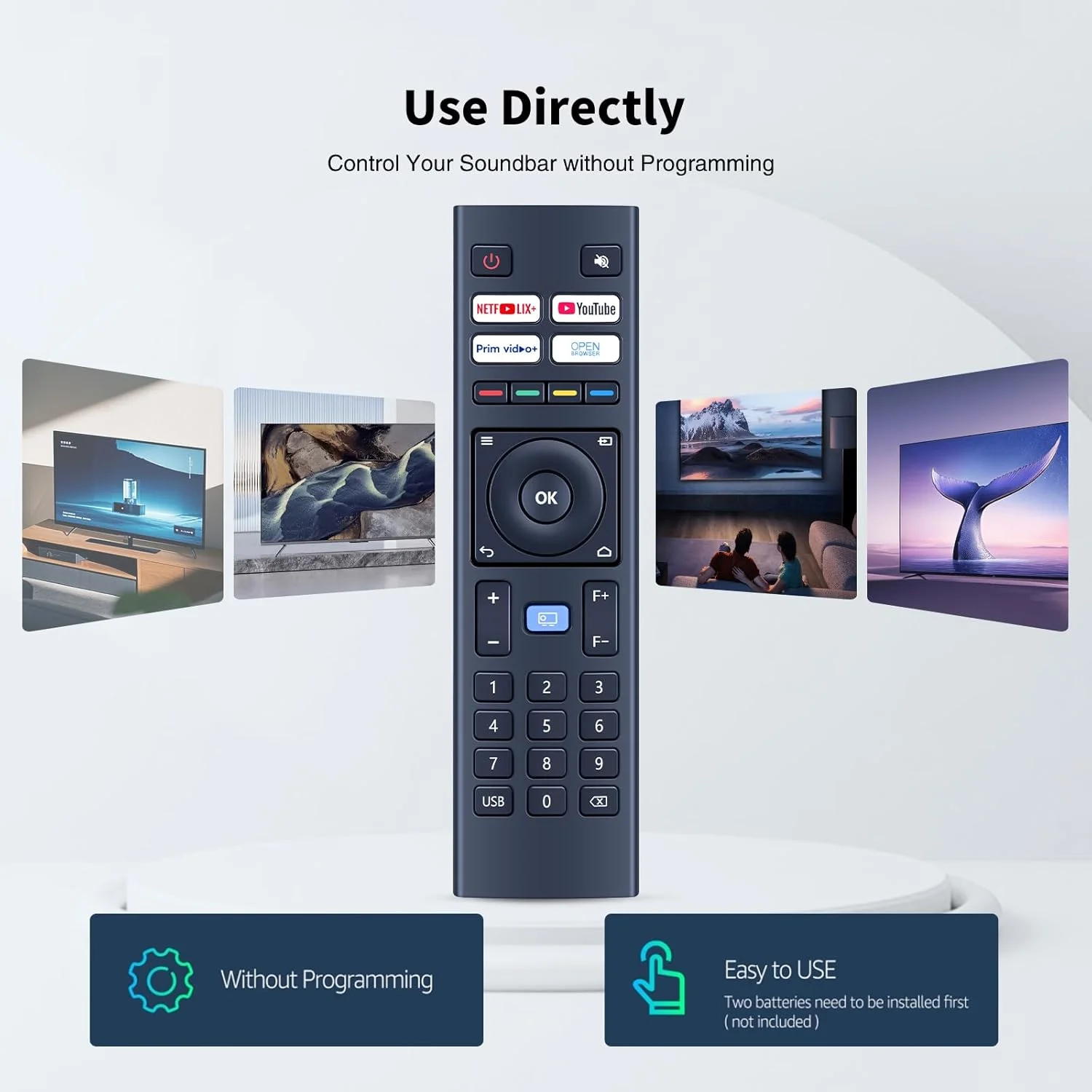 ریموت کنترل جایگزین جهانی برای پروژکتورهای MECOOL KP2 و Xiaomi Wanbo TT سازگار با Blitzwolf BW-V6، WiMiUS K9، Yaber V12/U12 4K