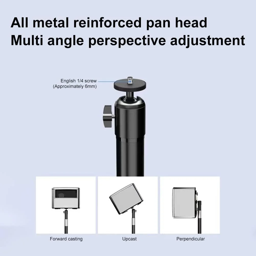 پایه رومیزی پروژکتور یونیورسال ZYTSHOP، پایه پروژکتور با گیمبال امپریال 1/4، سینی، ارتفاع قابل تنظیم 80-130 سانتی متر، زاویه قابل تنظیم 360 درجه برای اکثر پروژکتورها