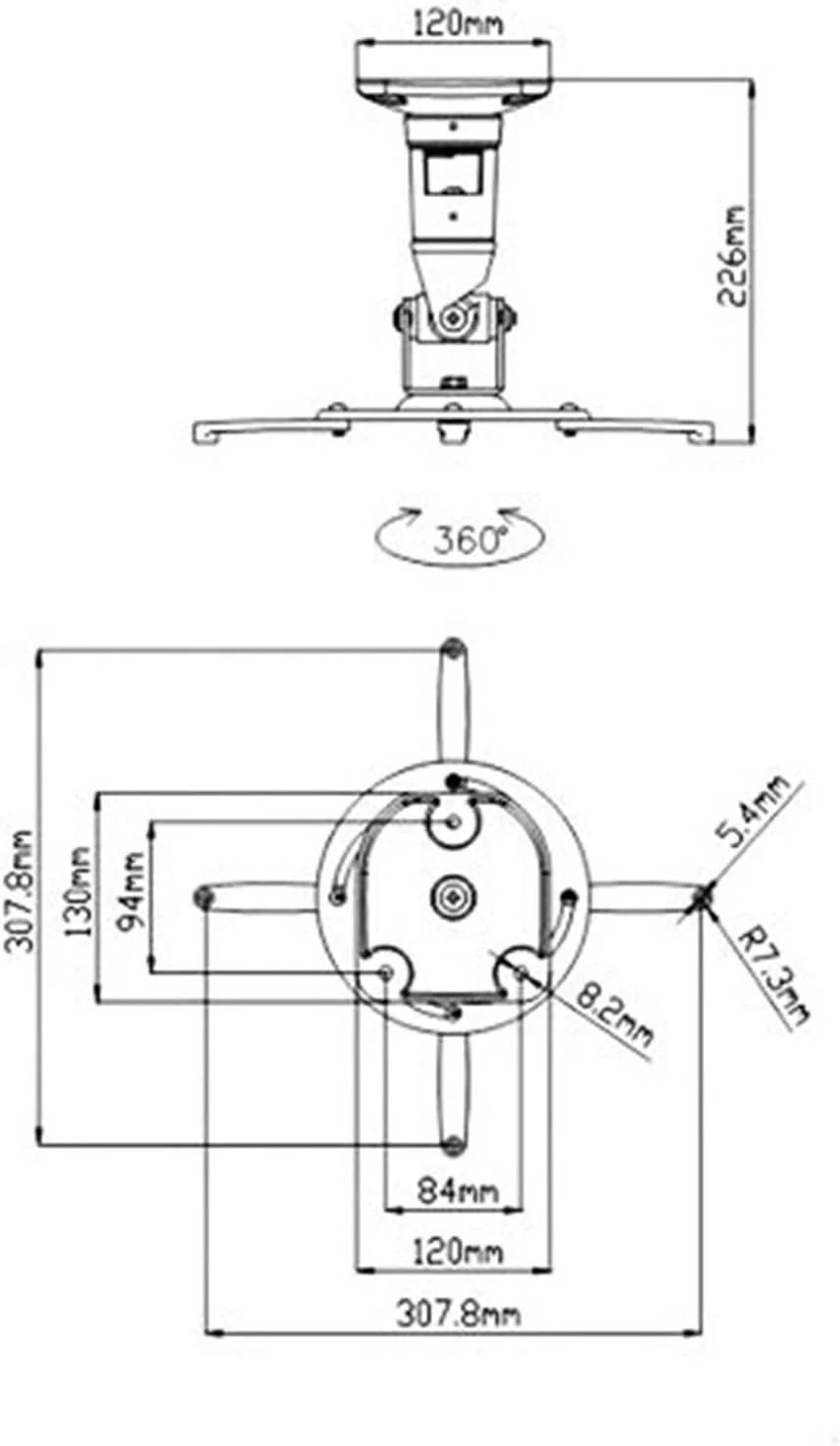 پایه نگهدارنده پروژکتور آلومینیومی ERTUUYD با قابلیت چرخش 360 درجه، مناسب برای نصب روی دیوار و سقف، لوازم جانبی تجهیزات عکاسی (رنگ: مشکی) (رنگ: مشکی) (مشکی)