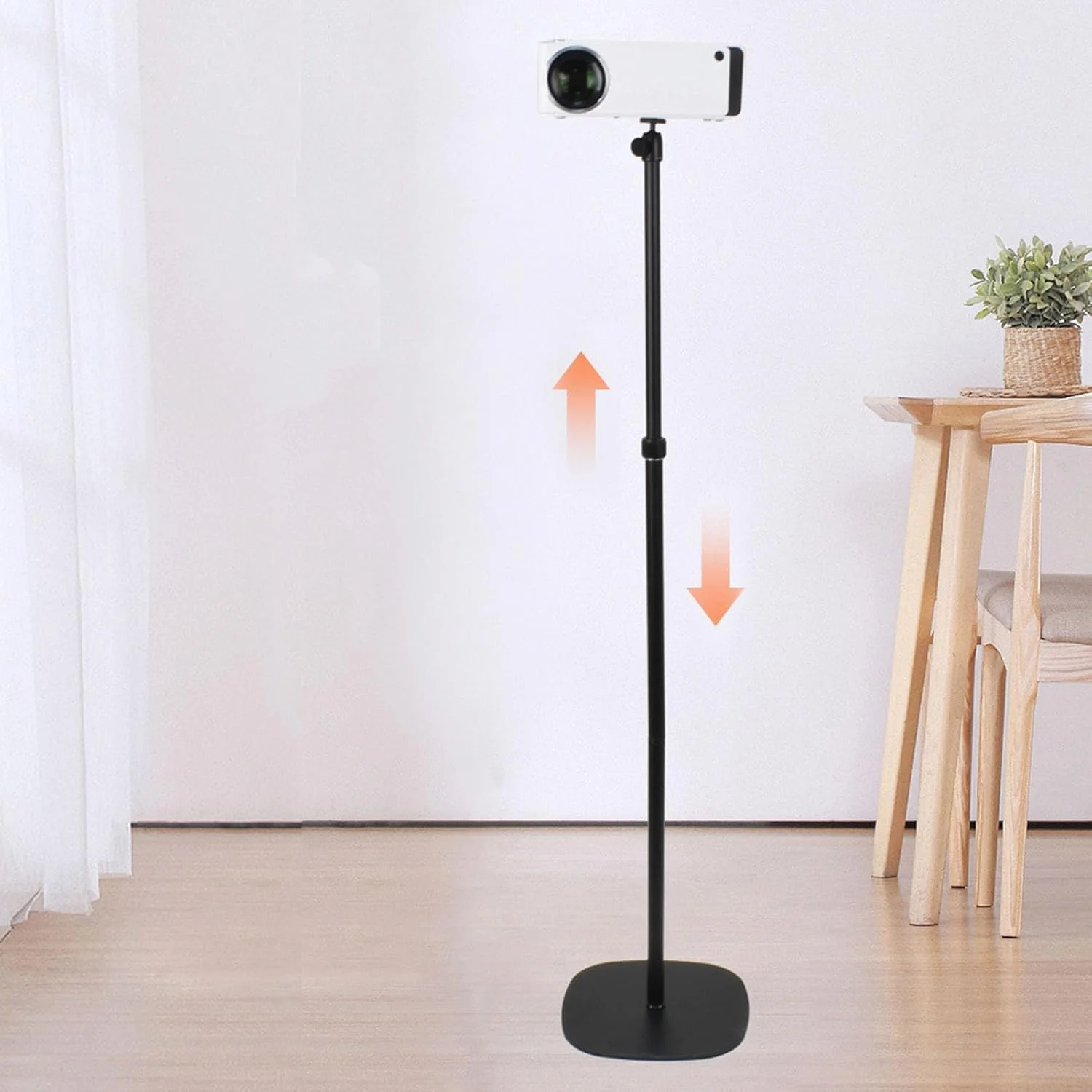 پایه پروژکتور یونیورسال، پایه پروژکتور زمینی، با قابلیت تنظیم ارتفاع و چرخش 360 درجه، سازگار با وب کم ها، دوربین ها و تلفن های دارای سوراخ پیچ