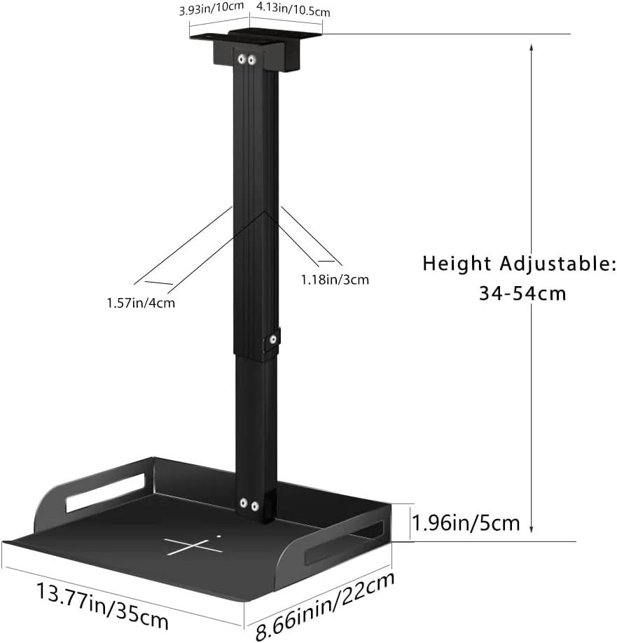 پایه سقفی پروژکتور یونیورسال UineHiot با سینی برای پروژکتور/دوربین، فولاد کربنی برتر و مستحکم - ظرفیت بارگیری 15 کیلوگرم - براکت یونیورسال - ارتفاع قابل تنظیم 29-56 سانتی متر، مسیریابی کابل درون لوله