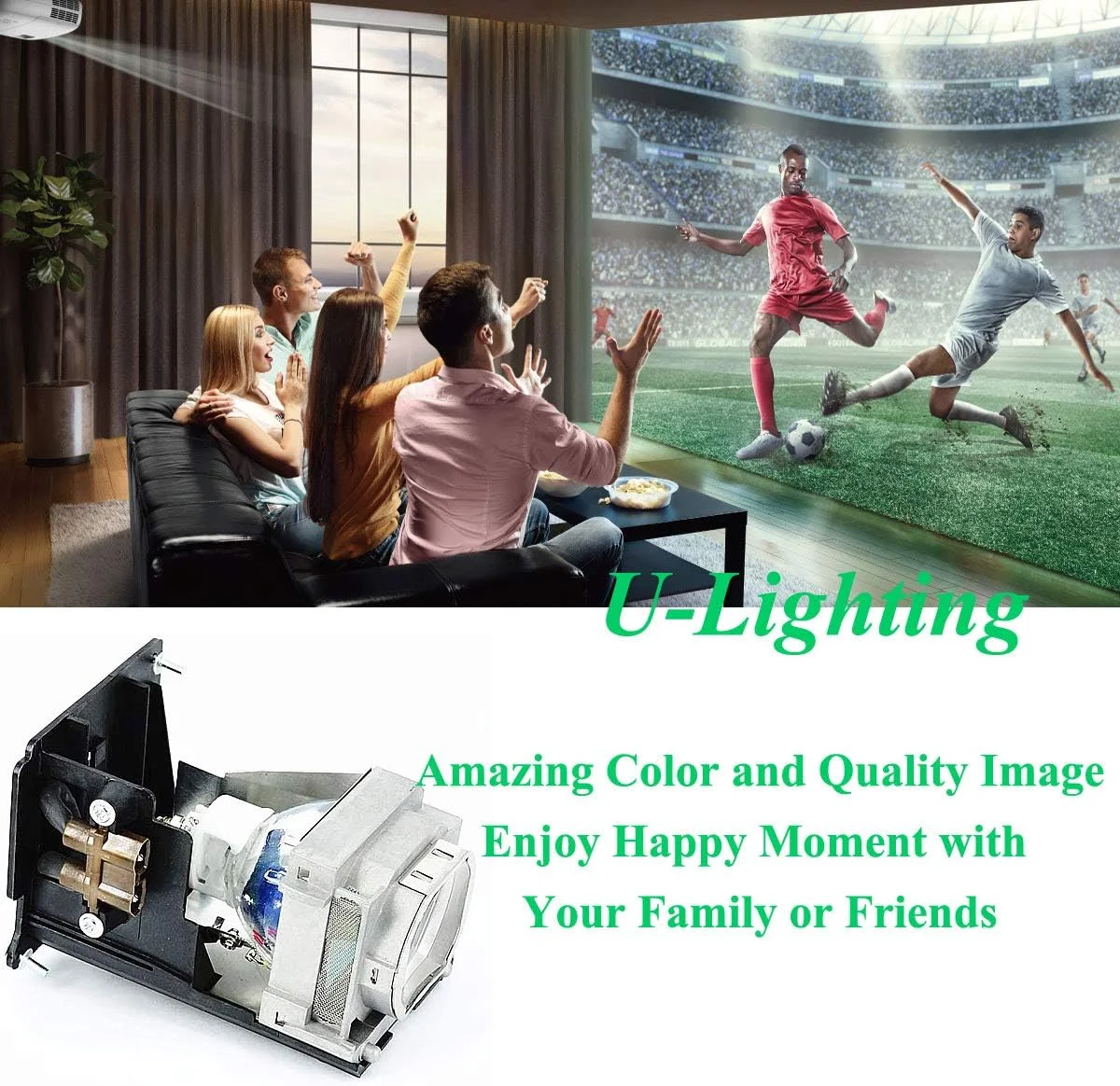 لامپ پروژکتور جایگزین U-Lighting مدل VLT-HC5000LP / VLT-HC7000LP / RLC-032 به همراه محفظه مناسب برای پروژکتورهای Mitsubishi HC4900 HC5000 HC500BL HC5500 HC6000 HC6500 HC6050 HC7000 Pro8100, HD9900