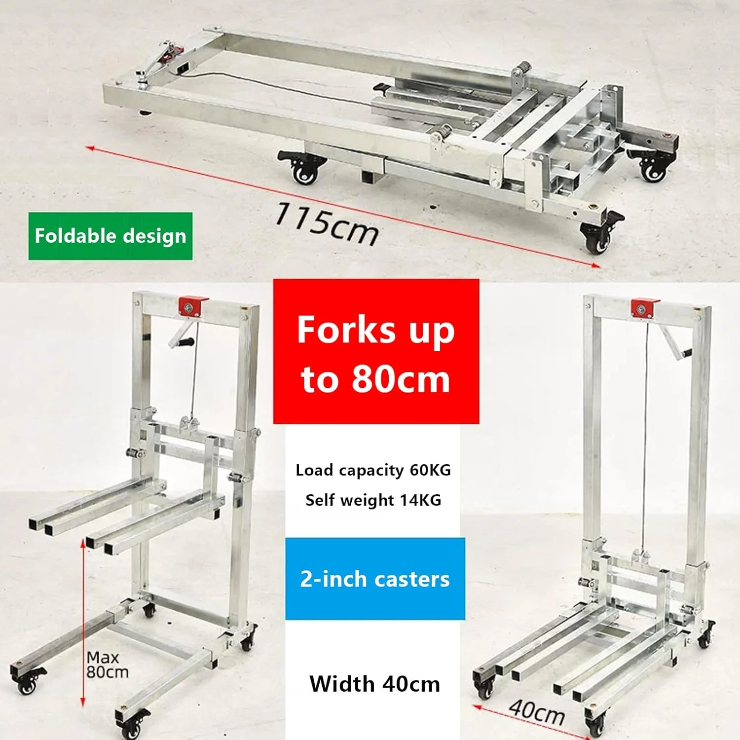 بالابر بار دستی 60 کیلوگرمی، جرثقیل تاشو با قابلیت حمل آسان، استکر وینچ دستی سبک وزن (سایز: A) بالابر بار دستی 60 کیلوگرمی، جرثقیل تاشو با قابلیت حمل آسان، استکر وینچ دستی سبک وزن (سایز: A)