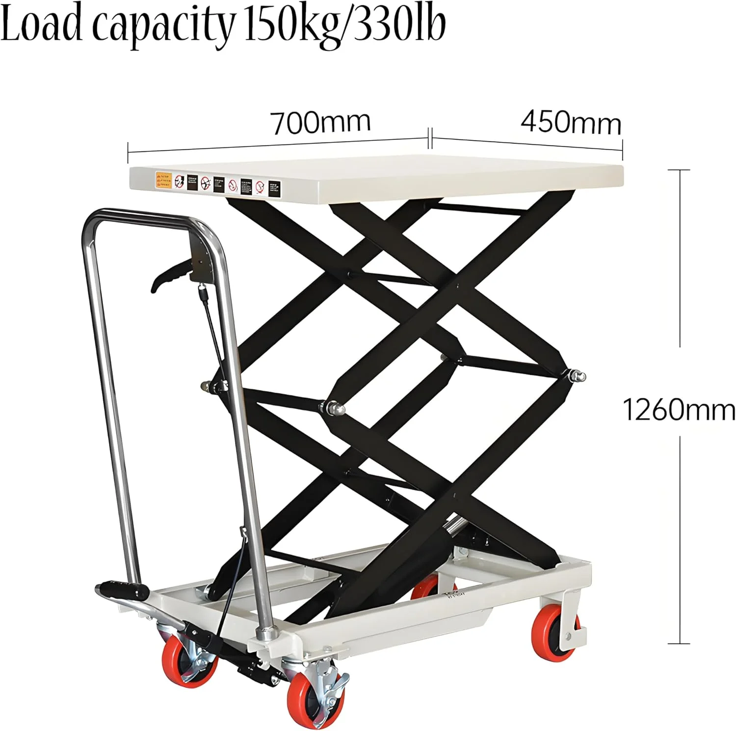 لیفتراک هیدرولیک دستی، سکوی بالابر متحرک، کامیون انبار، چرخ دستی تاشو قابل حمل، بالابرهای قیچی (ابعاد سطح میز 700x450 میلی متر - ارتفاع 1260 میلی متر) لیفتراک هیدرولیک دستی، سکوی بالابر متحرک، کامیون انبار، چرخ دستی تاشو قابل حمل، بالابرهای قیچی (ابعاد سطح میز 700x450 میلی متر - ارتفاع 1260 میلی متر)