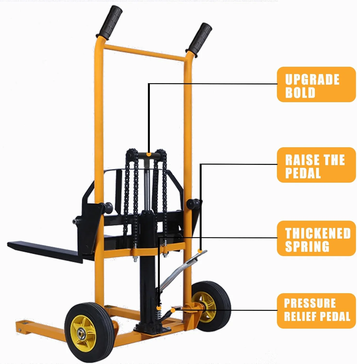 استاکر مواد دستی، بالابر دستی با پایه های ثابت و شاخک های قابل تنظیم، بالابر هیدرولیک برای کارخانه، ظرفیت 200 کیلوگرم، محدوده ارتفاع بالابر 5.8-91 سانتی متر (پدال پایی) استاکر مواد دستی، بالابر دستی با پایه های ثابت و شاخک های قابل تنظیم، بالابر هیدرولیک برای کارخانه، ظرفیت 200 کیلوگرم، محدوده ارتفاع بالابر 5.8-91 سانتی متر (پدال پایی)
