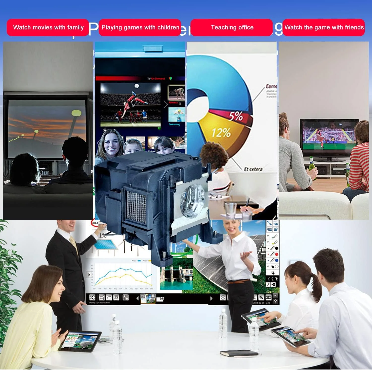 لامپ جایگزین پروژکتور U-Lighting V13H010L89 برای EPSON ELPLP89 EH-TW9400 EH-TW7300 EH-TW7400 EH-TW8300 EH-TW8400 EH-TW9300 EH-TW9300W EH-TW9400W H715C Home Cinema 4010, Pro Cinema 4040 به همراه محفظه