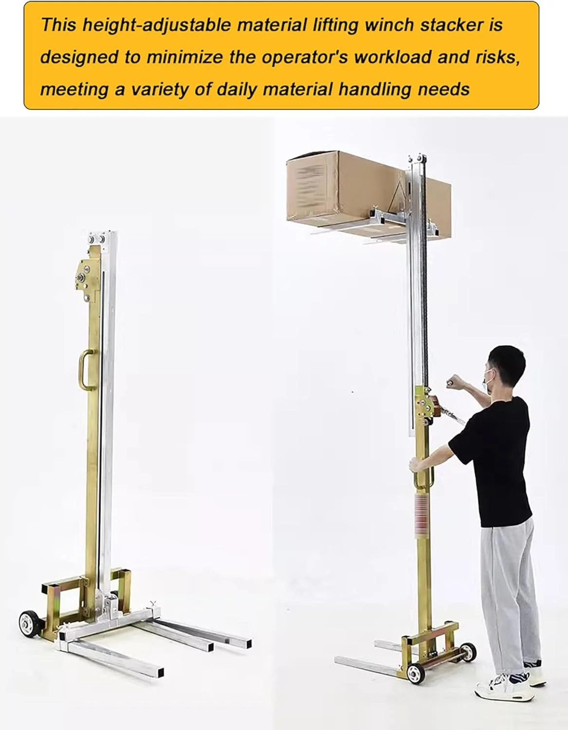 استاکر دستی - لیفتراک گالوانیزه فولادی برای گاراژ و انبار، ظرفیت 80 کیلوگرم، کامیون بالابر دستی سنگین