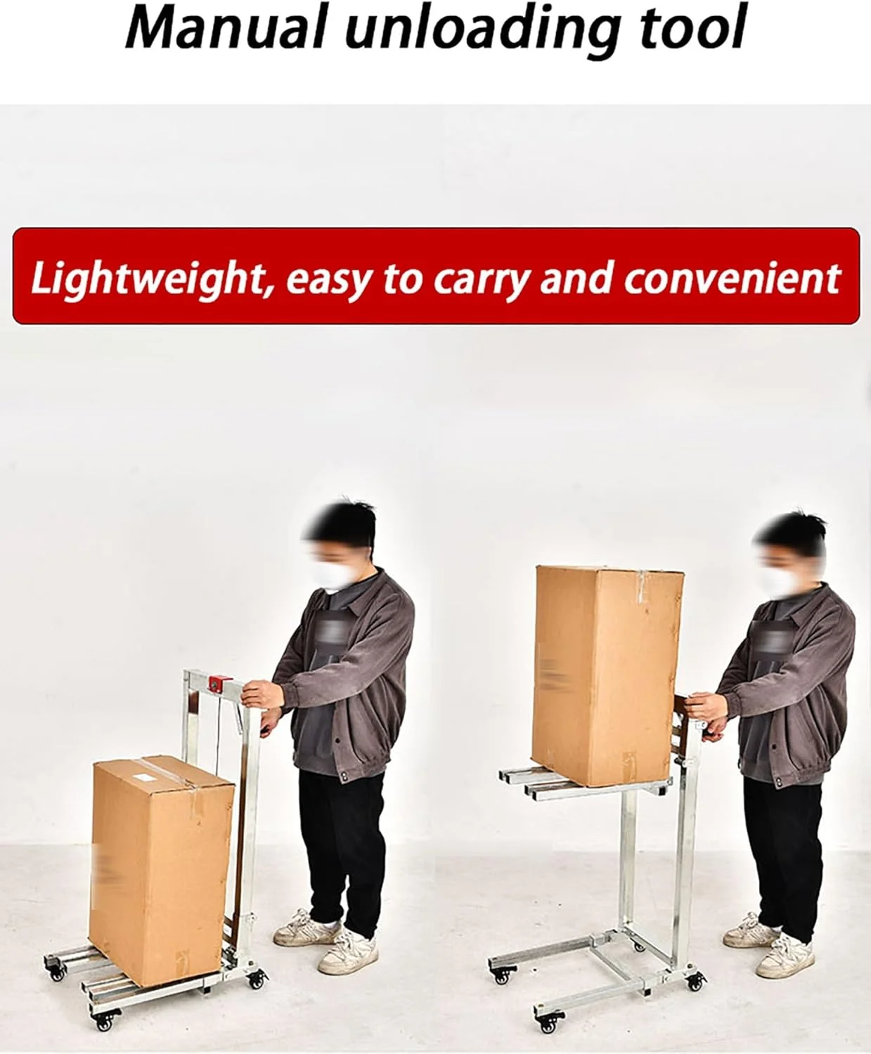 استاکر دستی تاشو - لیفتراک گالوانیزه فولادی برای گاراژ و انبار، ظرفیت 60 کیلوگرم، کامیون بالابر دستی سنگین