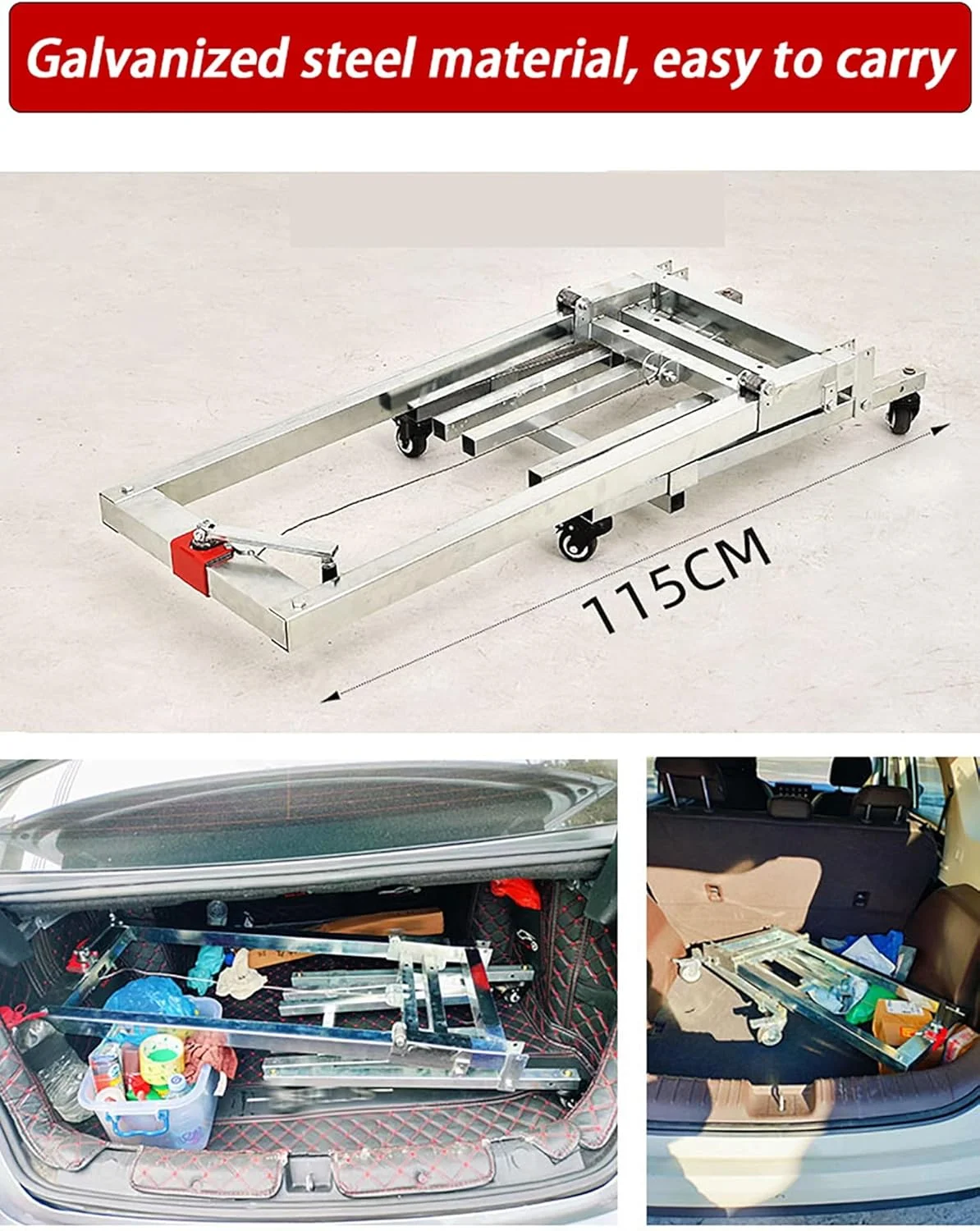 استاکر دستی تاشو - لیفتراک گالوانیزه فولادی برای گاراژ و انبار، ظرفیت 60 کیلوگرم، کامیون بالابر دستی سنگین