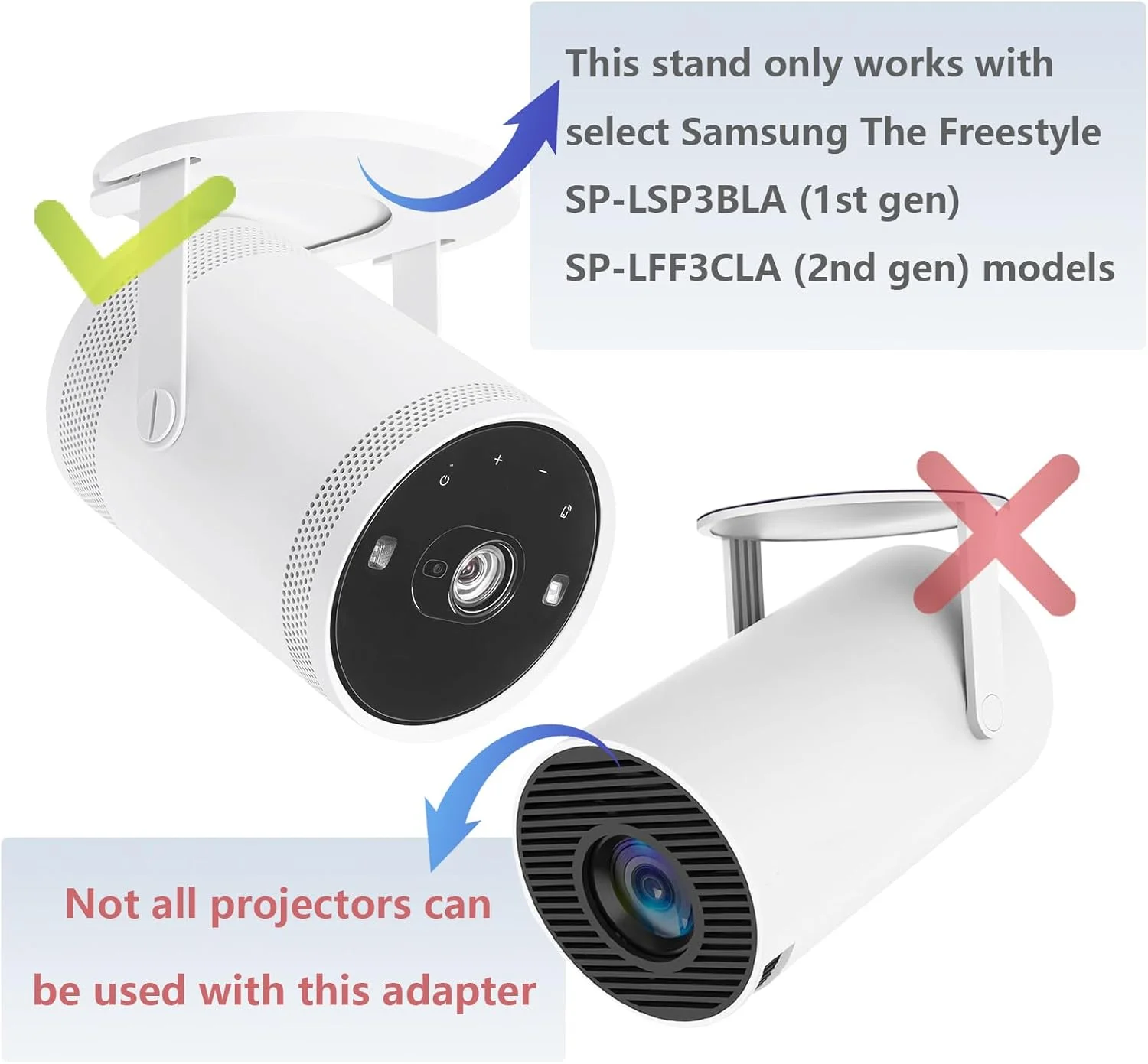 پایه دیواری قابل نصب Tjyuze Freestyle سازگار با پایه سقفی پروژکتور Samsung Freestyle، پایه دیواری لوازم جانبی Freestyle 2، سفید (سفید) پایه دیواری قابل نصب Tjyuze Freestyle سازگار با پایه سقفی پروژکتور Samsung Freestyle، پایه دیواری لوازم جانبی Freestyle 2، سفید (سفید)