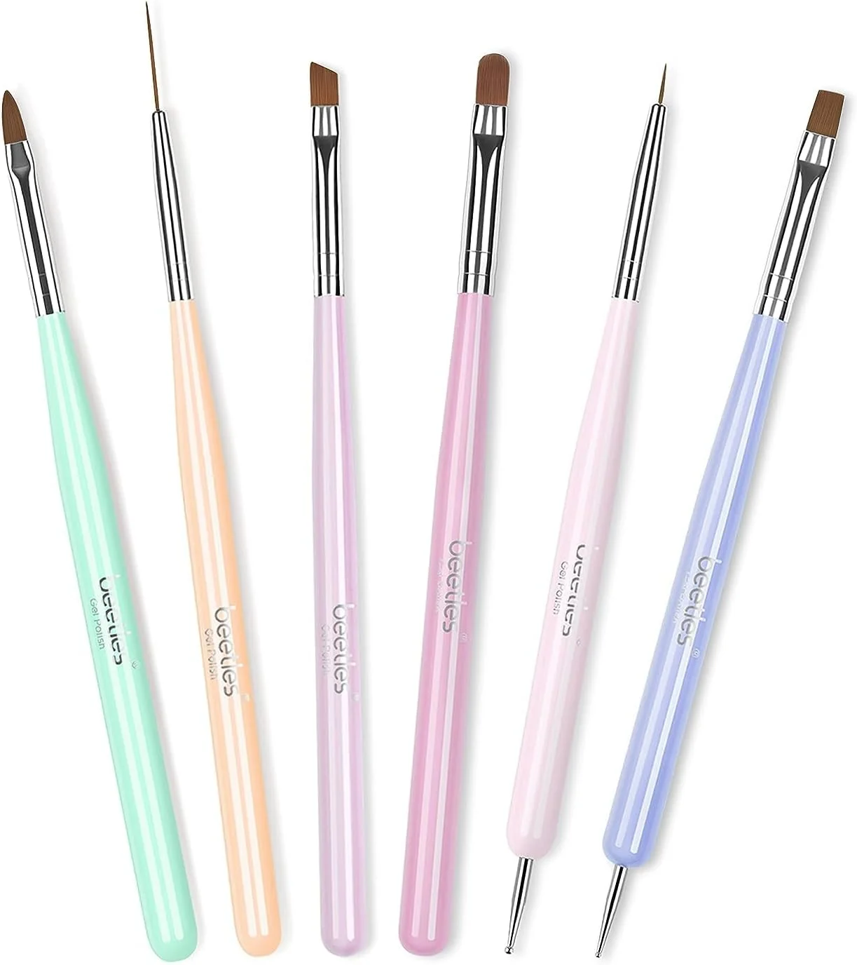 قلم موهای طراحی ناخن ژلی Beetles، 6 عدد قلم طراحی ناخن، دسته چوبی آلیاژی، قلم نقطه گذاری، ست قلم موی فرنچ و خط صاف کننده، ابزار مانیکور DIY هدیه برای خانم ها قلم موهای طراحی ناخن ژلی Beetles، 6 عدد قلم طراحی ناخن، دسته چوبی آلیاژی، قلم نقطه گذاری، ست قلم موی فرنچ و خط صاف کننده، ابزار مانیکور DIY هدیه برای خانم ها