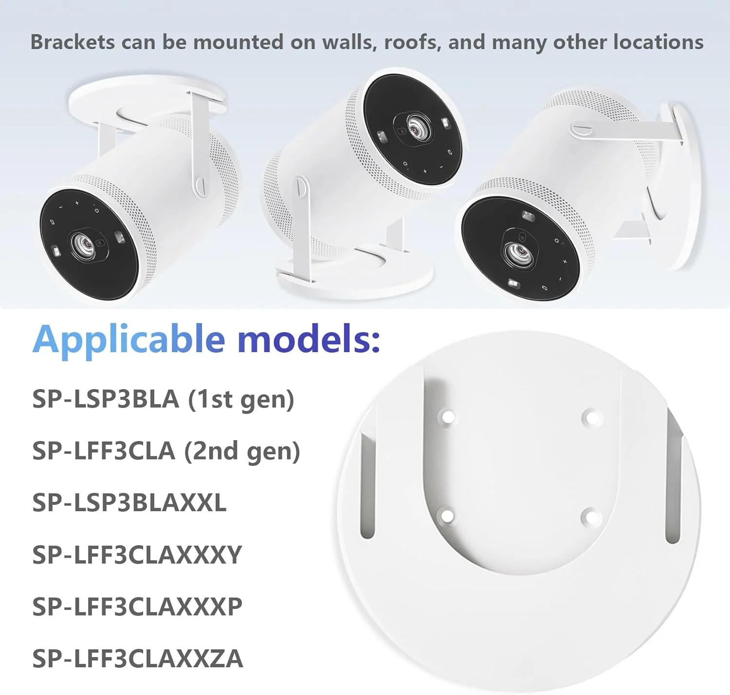 پایه دیواری قابل نصب Tjyuze Freestyle سازگار با پایه سقفی پروژکتور Samsung Freestyle، پایه دیواری لوازم جانبی Freestyle 2، سفید (سفید) پایه دیواری قابل نصب Tjyuze Freestyle سازگار با پایه سقفی پروژکتور Samsung Freestyle، پایه دیواری لوازم جانبی Freestyle 2، سفید (سفید)