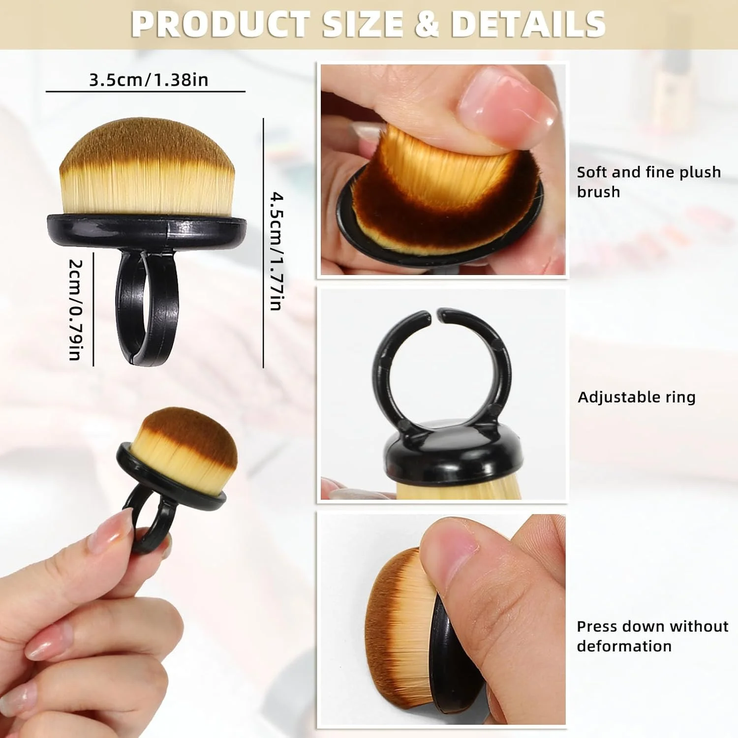 BQSAZHYJ بسته 4 عددی برس انگشتی تمیز کننده گرد و غبار ناخن، برس های نرم برای تمیز کردن ناخن های دست و پا، برس کوچک اسکراب ناخن قابل حمل، ابزار برس گردگیر ناخن برای مانیکور و پدیکور (سیاه و سفید)